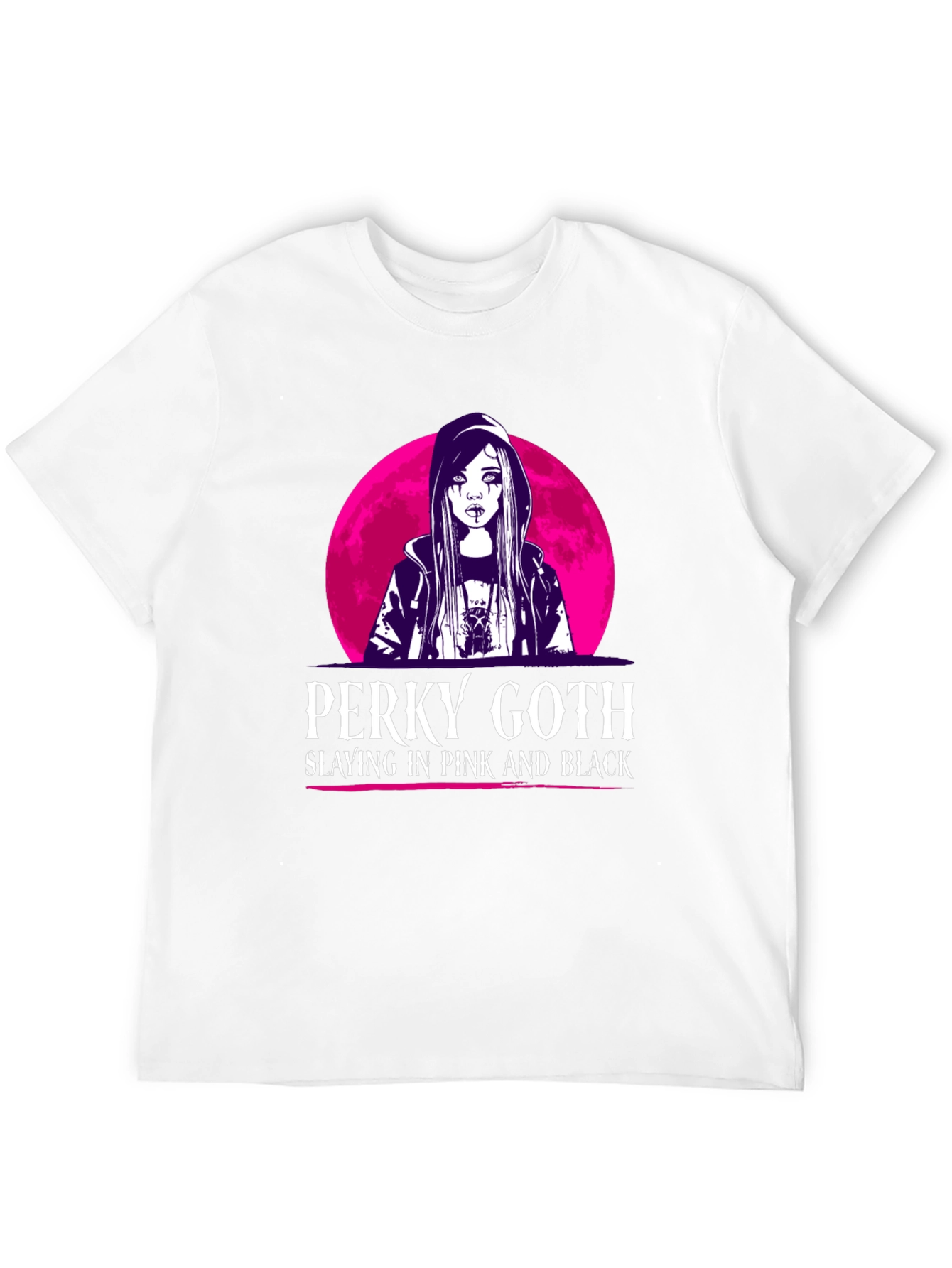 Perky Goth Black T-Shirt - Pink & Black Design