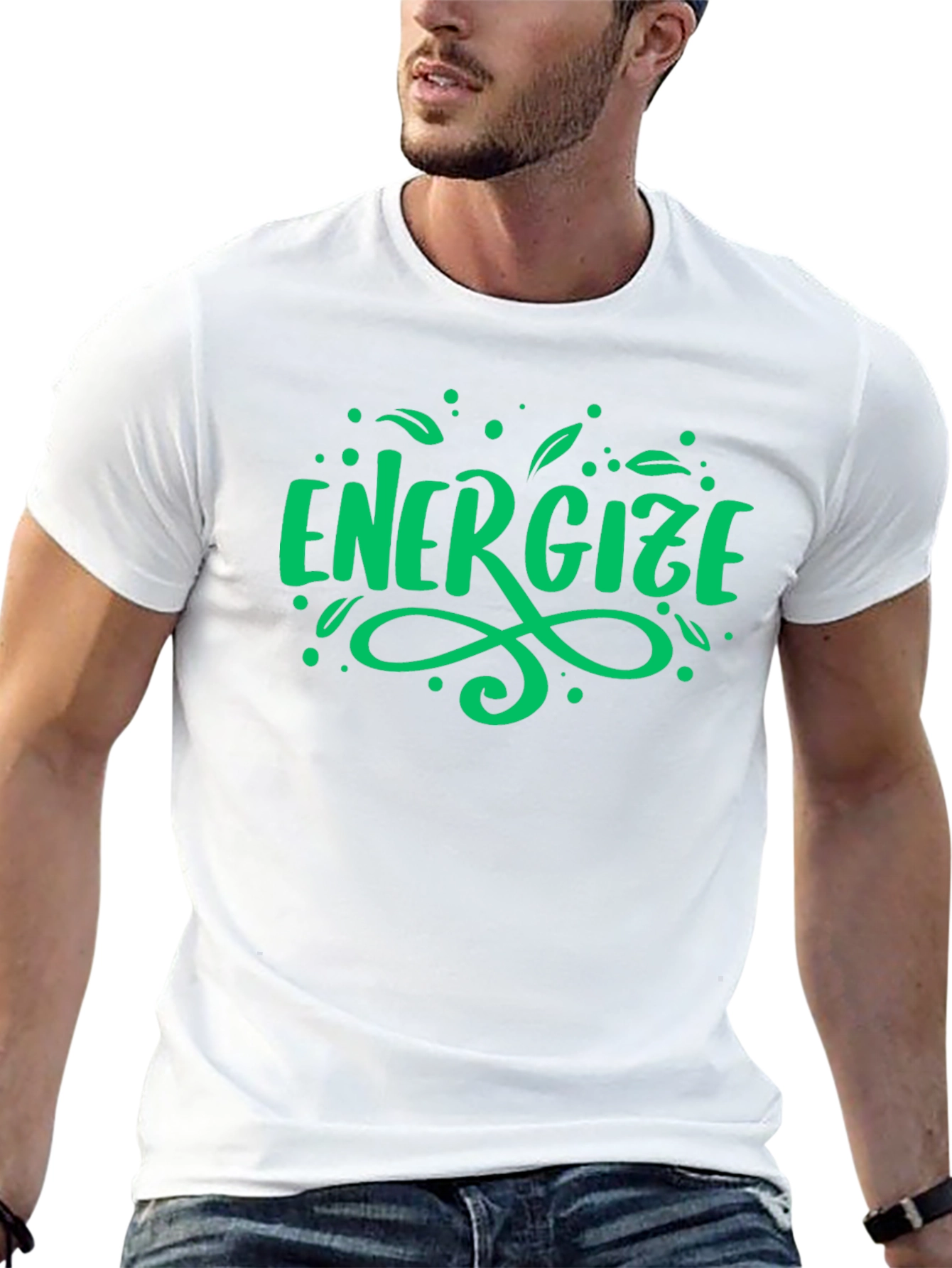 Energize Graphic Tee - Green Print on Black
