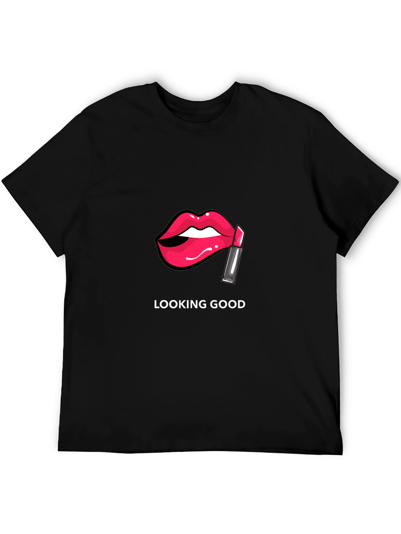 Looking Good Lips Graphic Black T-Shirt