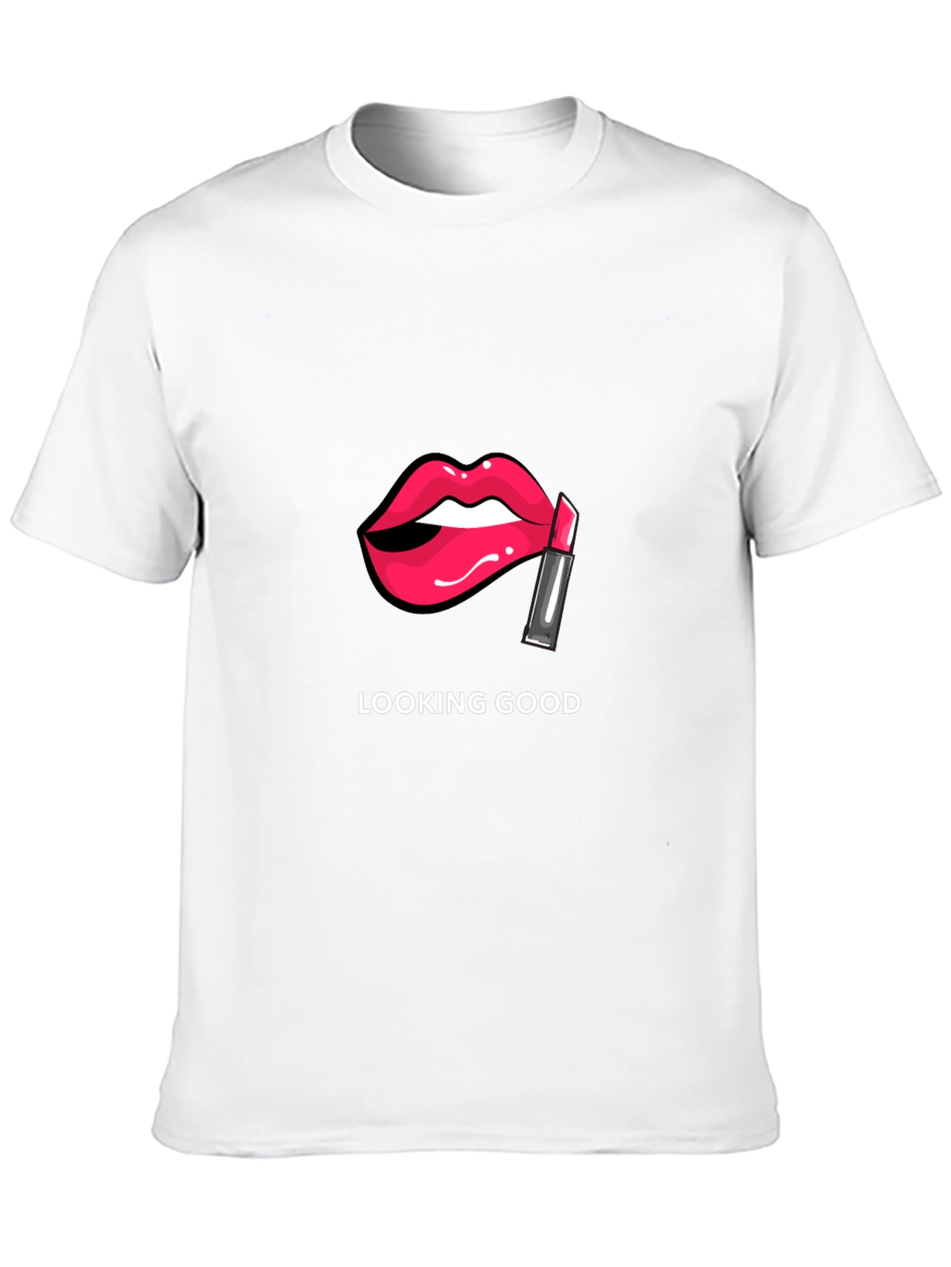 Looking Good Lips Graphic Black T-Shirt