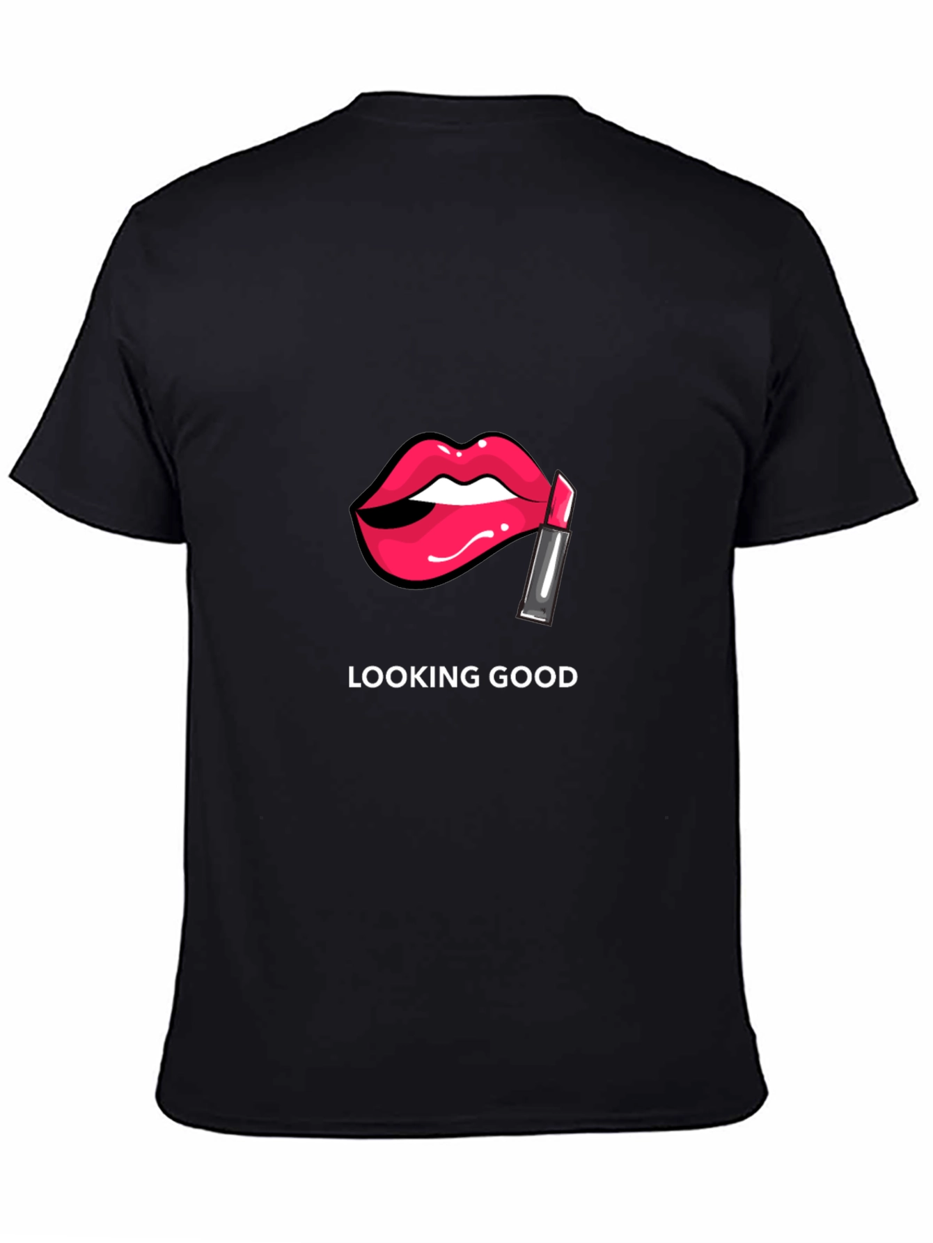 Looking Good Lips Graphic Black T-Shirt
