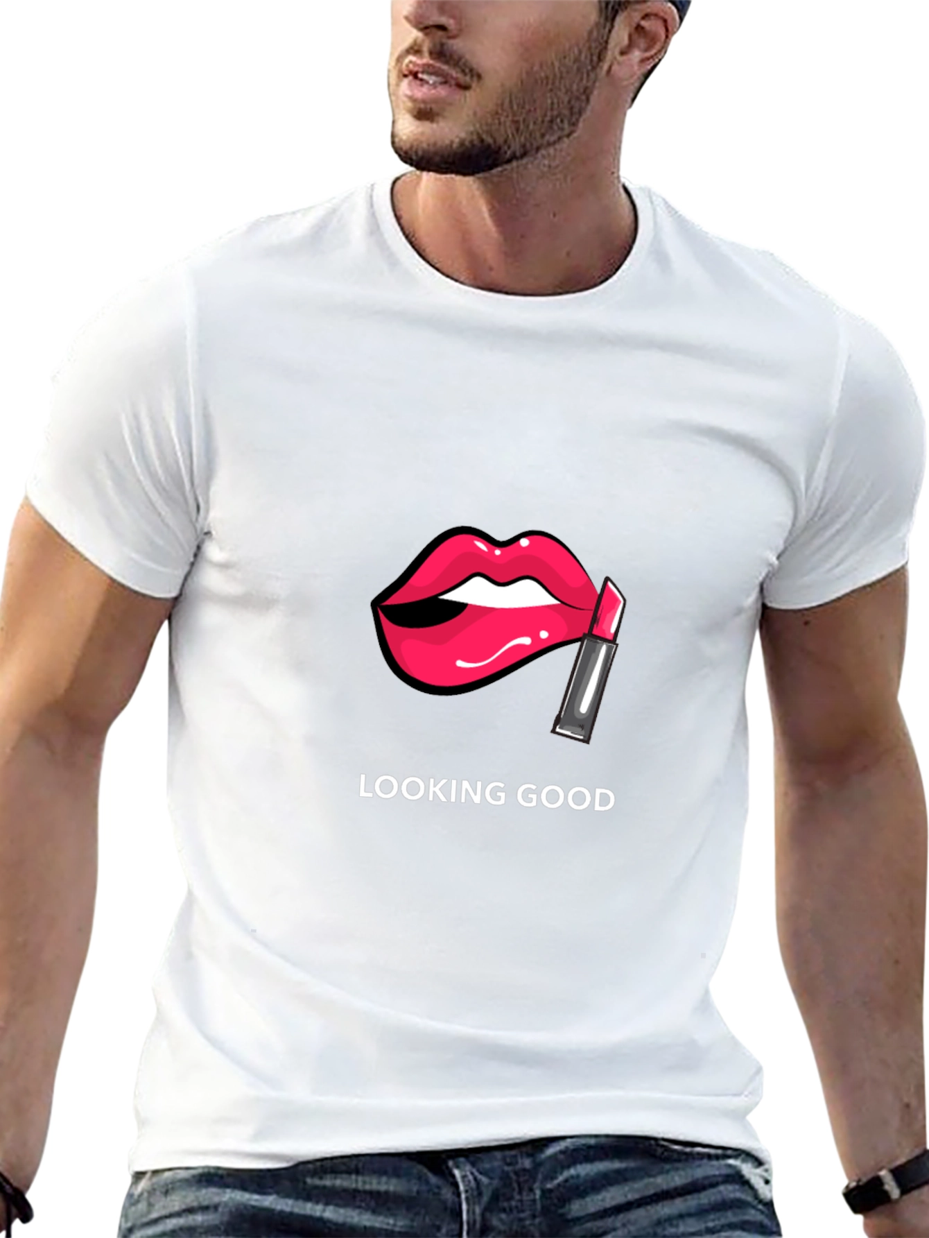 Looking Good Lips Graphic Black T-Shirt
