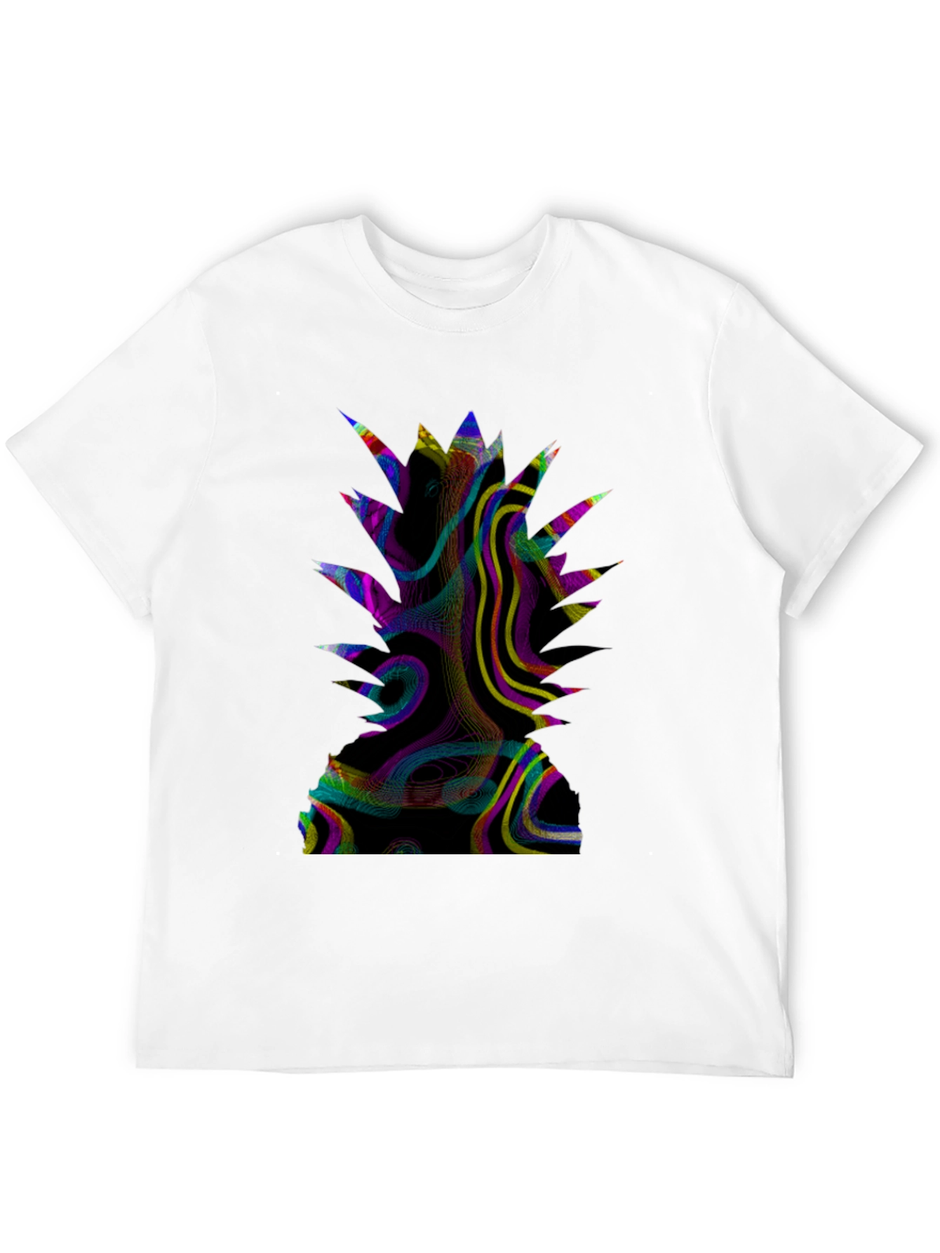 Abstract Pineapple Graphic Print Black T-Shirt
