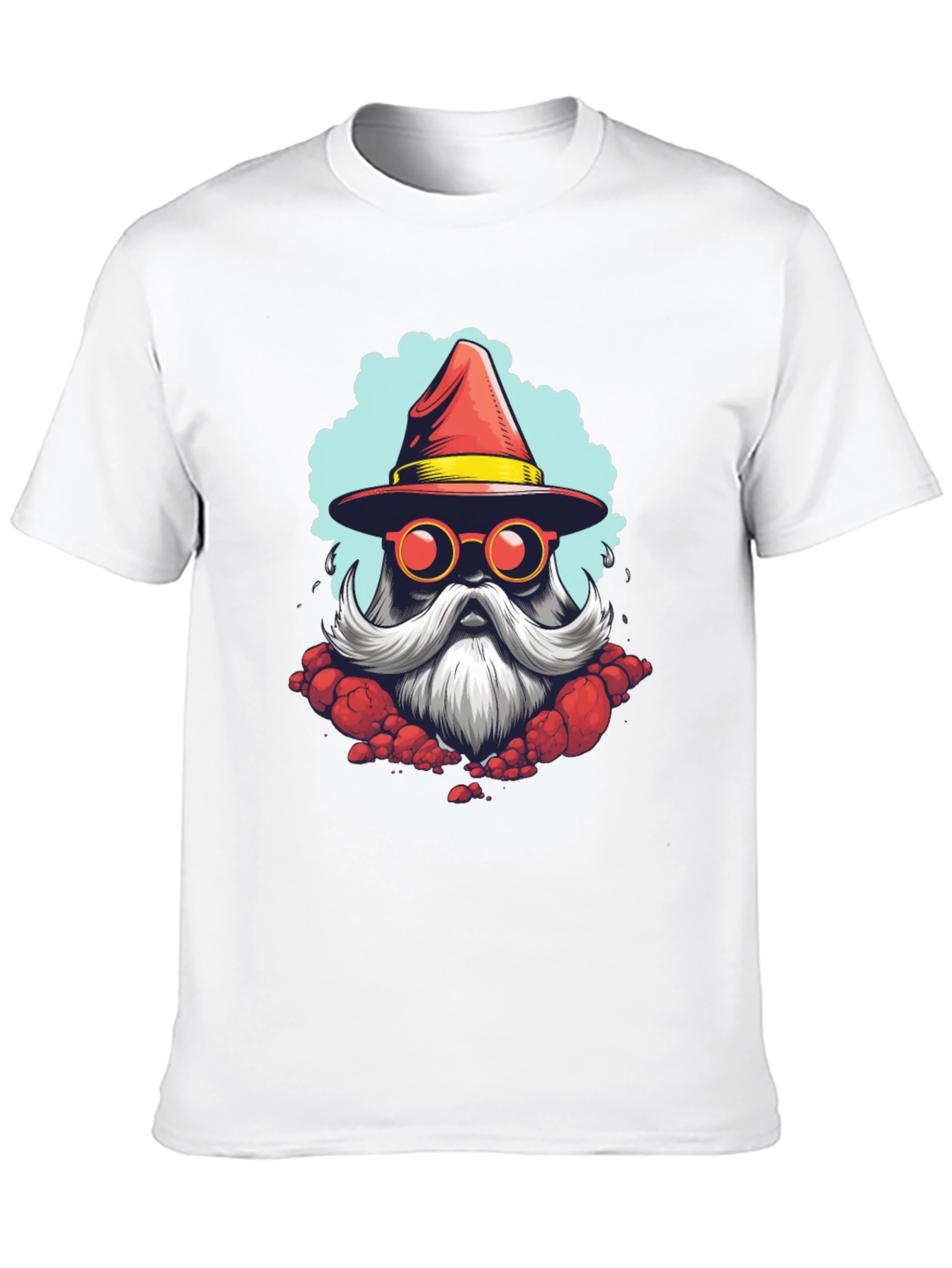 Santa Wizard Graphic Tee - Black Cotton Blend