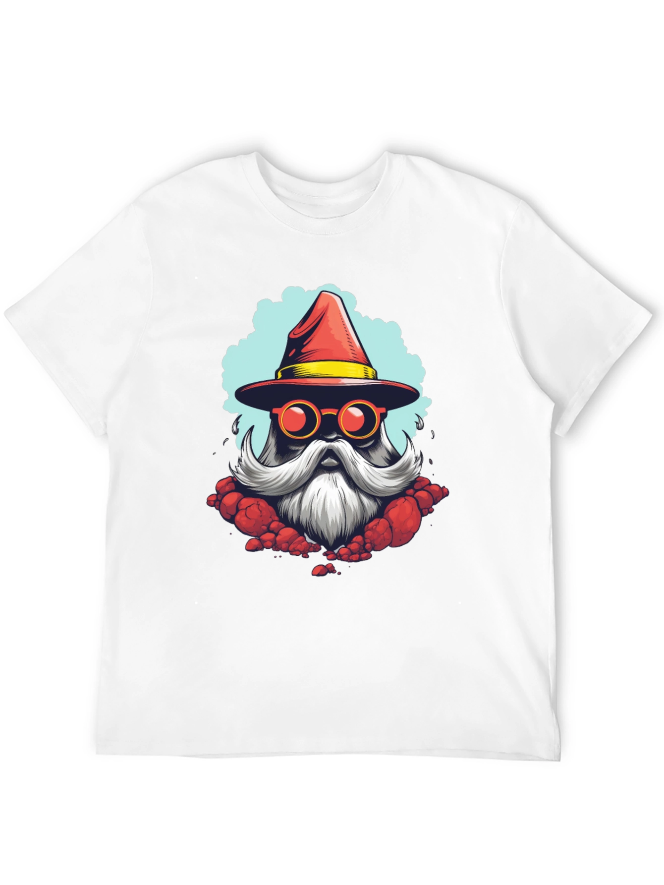 Santa Wizard Graphic Tee - Black Cotton Blend