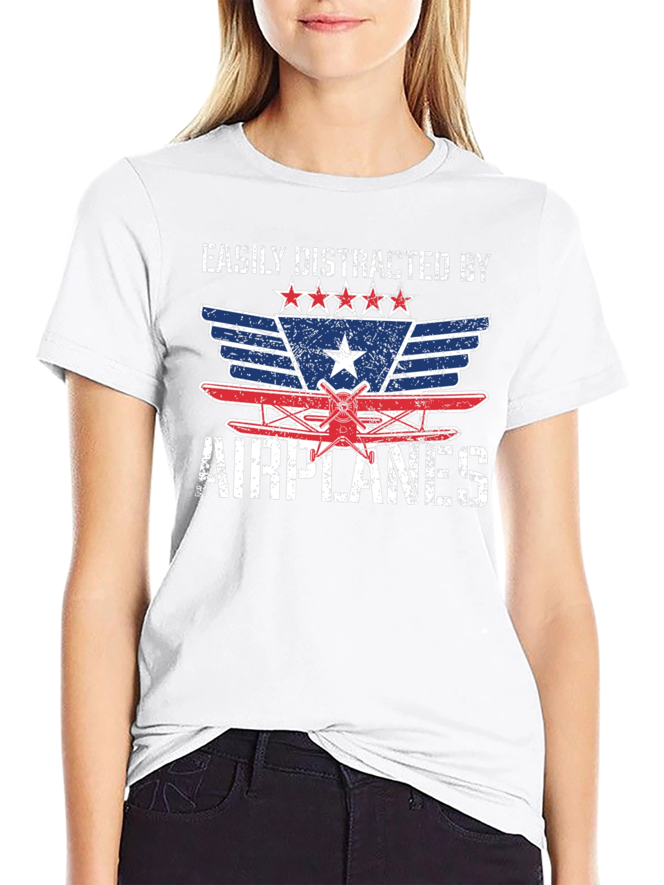 Easily Distracted By Airplanes Graphic T-Shirt
