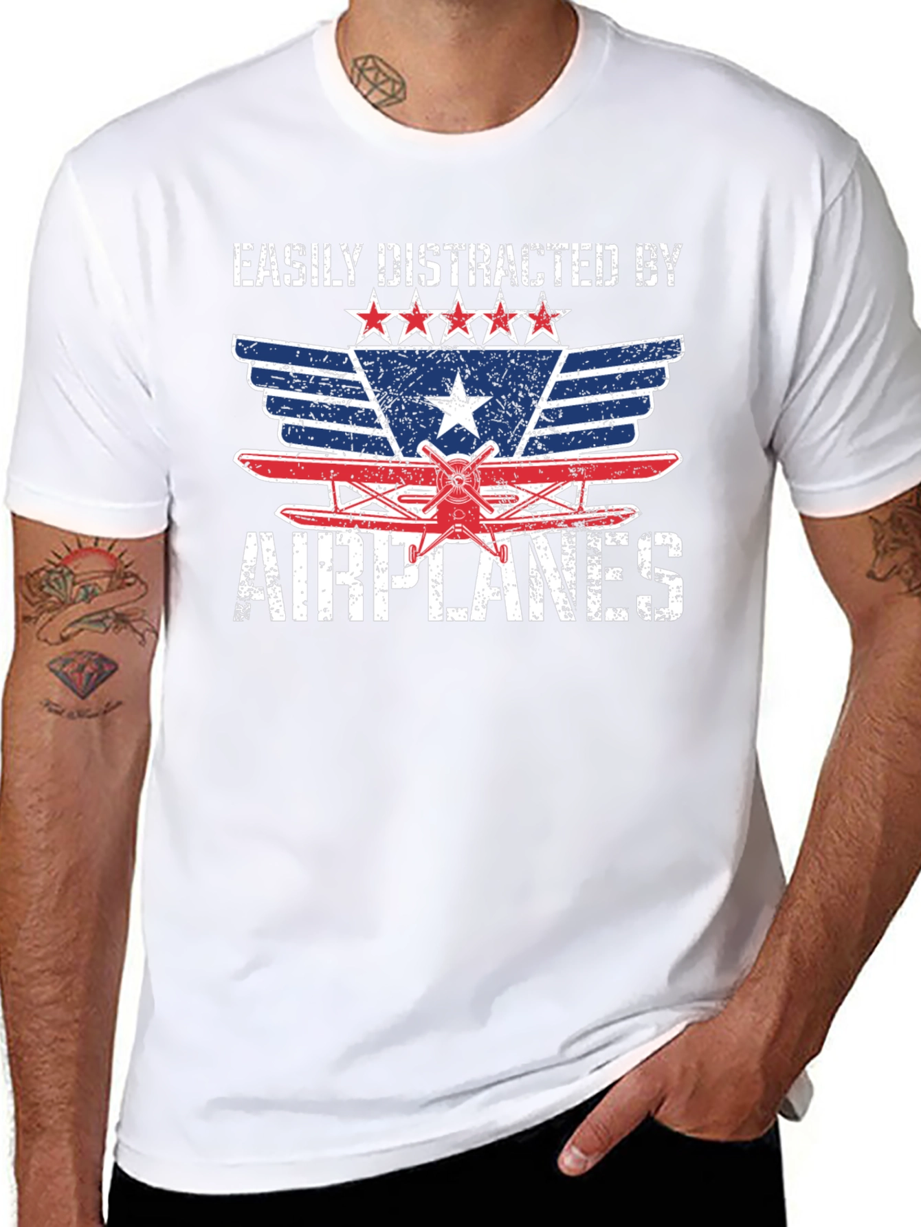 Easily Distracted By Airplanes Graphic T-Shirt