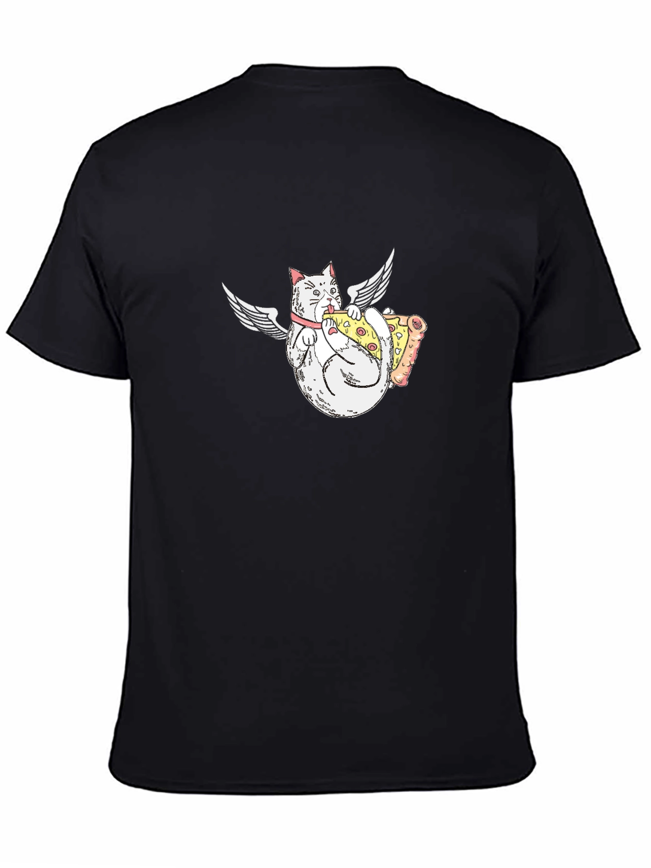 Angel Cat Eating Pizza Graphic T-Shirt