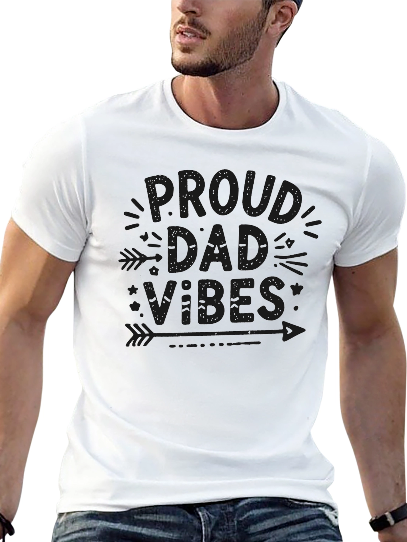 Proud Dad Vibes Black Graphic Tee