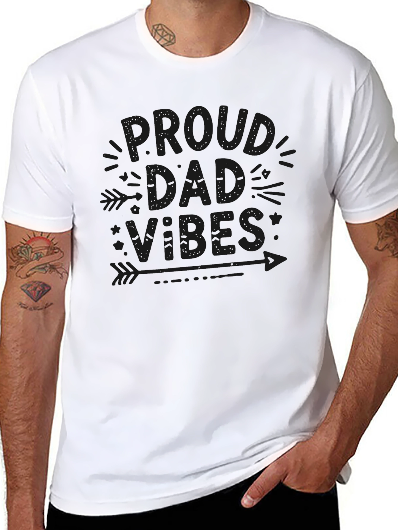 Proud Dad Vibes Black Graphic Tee