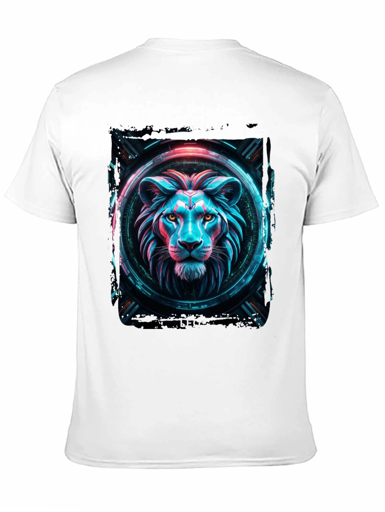 Cyberpunk Lion Graphic Black T-Shirt
