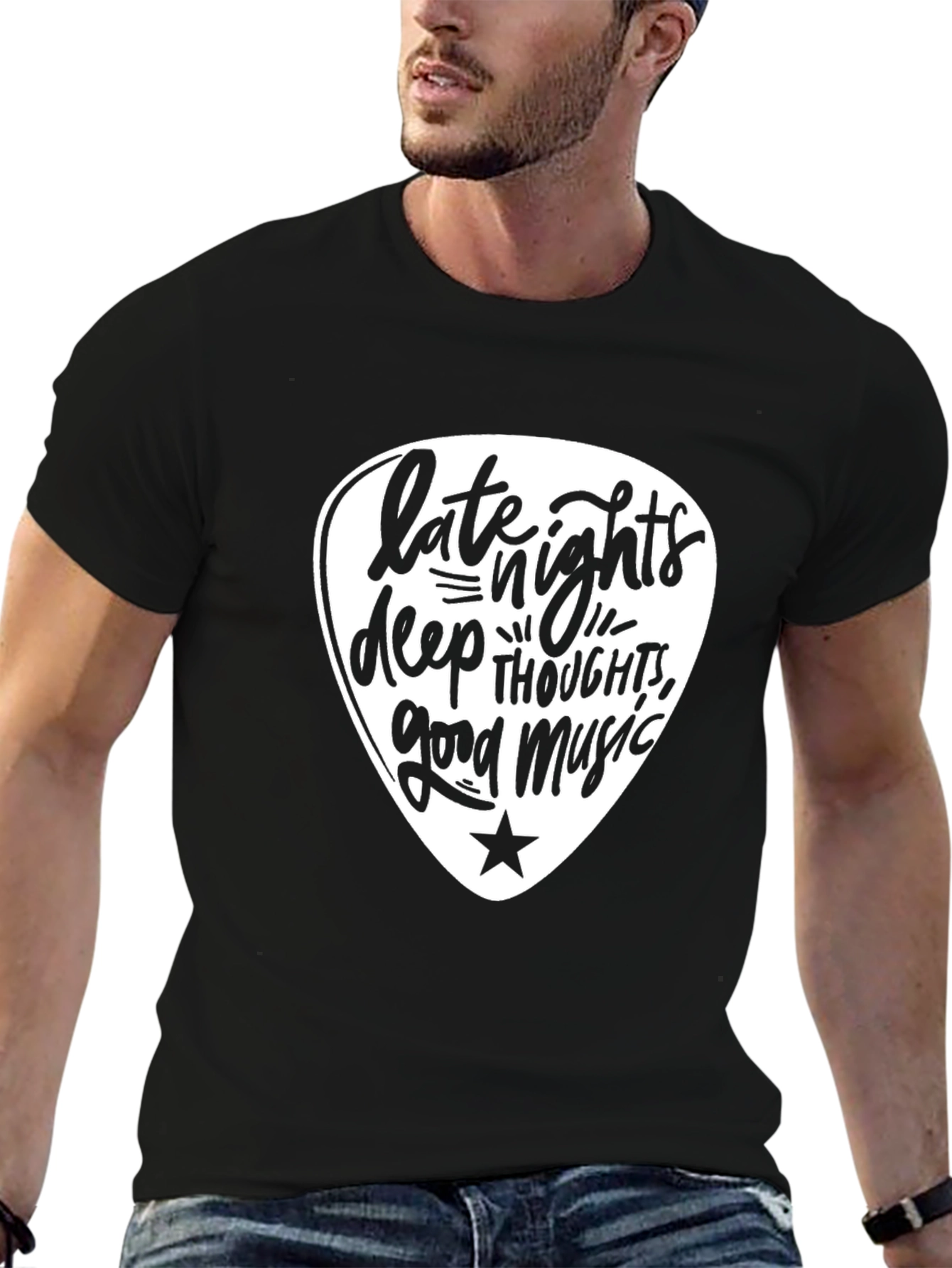 Late Nights Deep Thoughts Good Music Graphic Tee