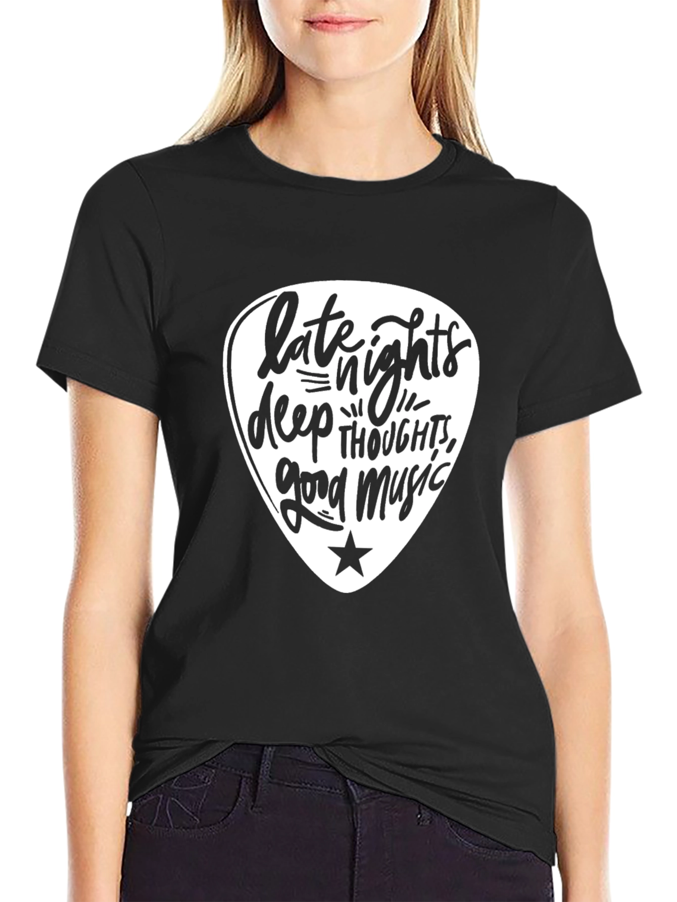 Late Nights Deep Thoughts Good Music Graphic Tee