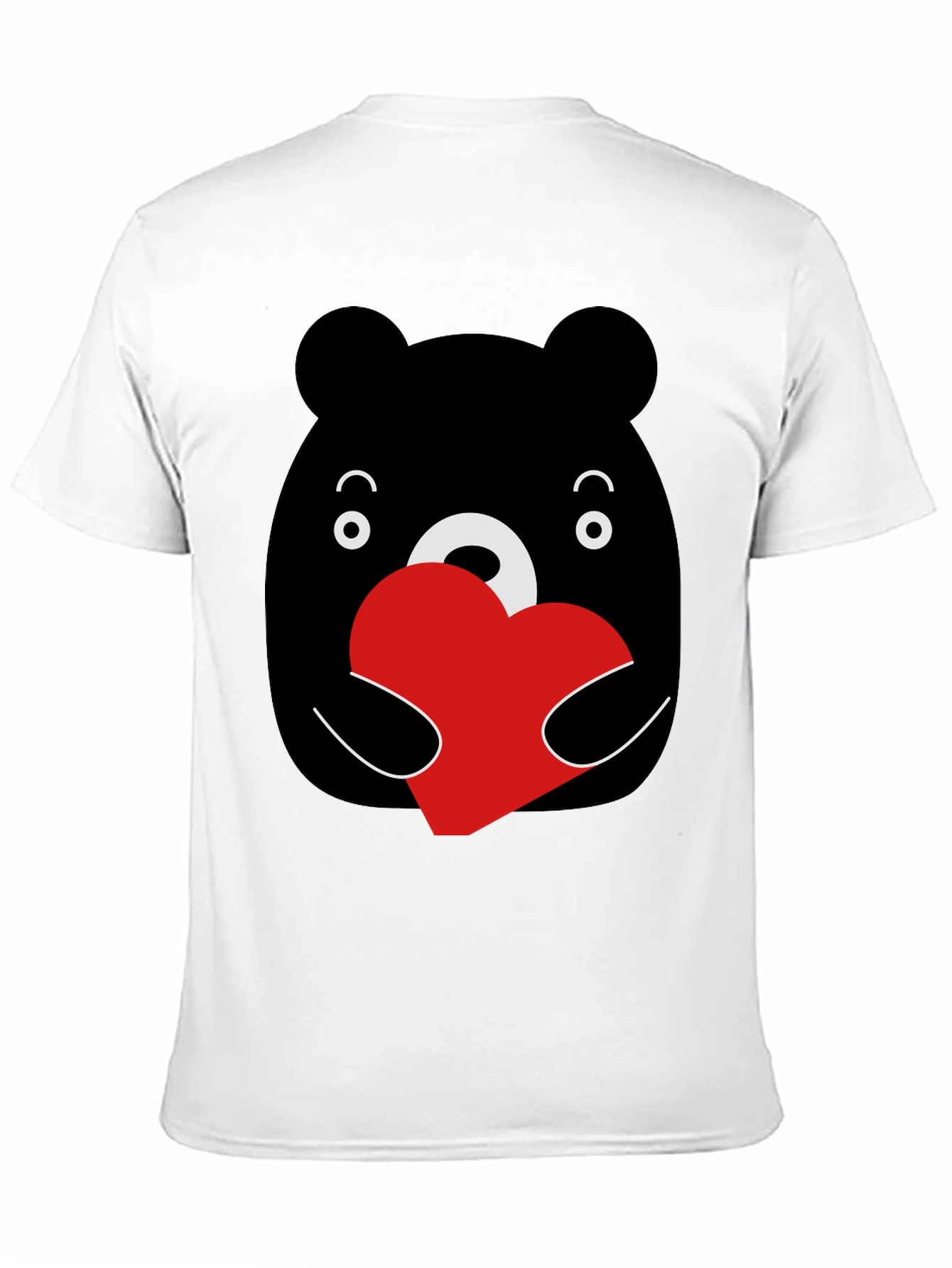 Cute Bear Heart Graphic Black T-Shirt