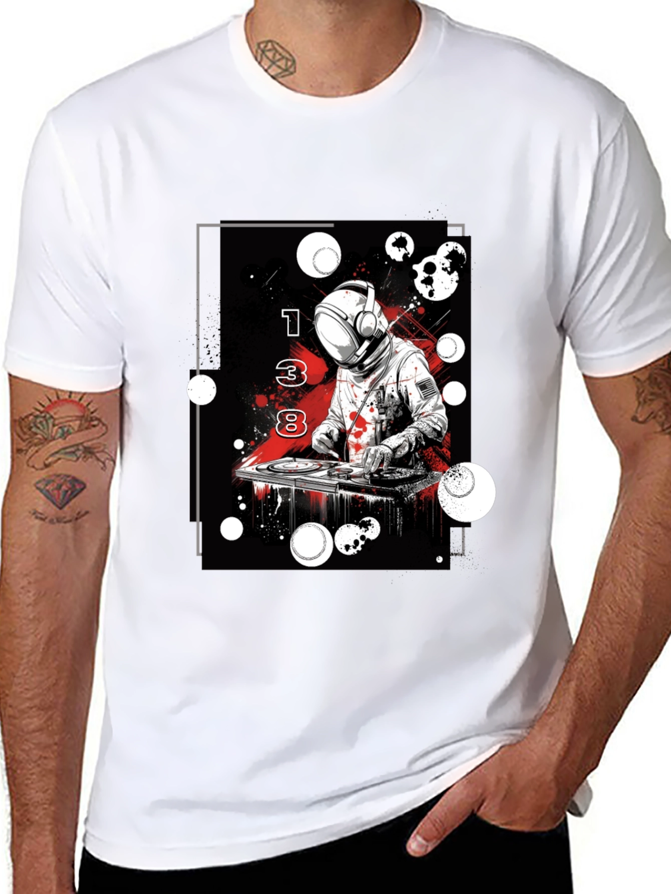 Astronaut DJ Graphic Tee - Black Cotton Blend