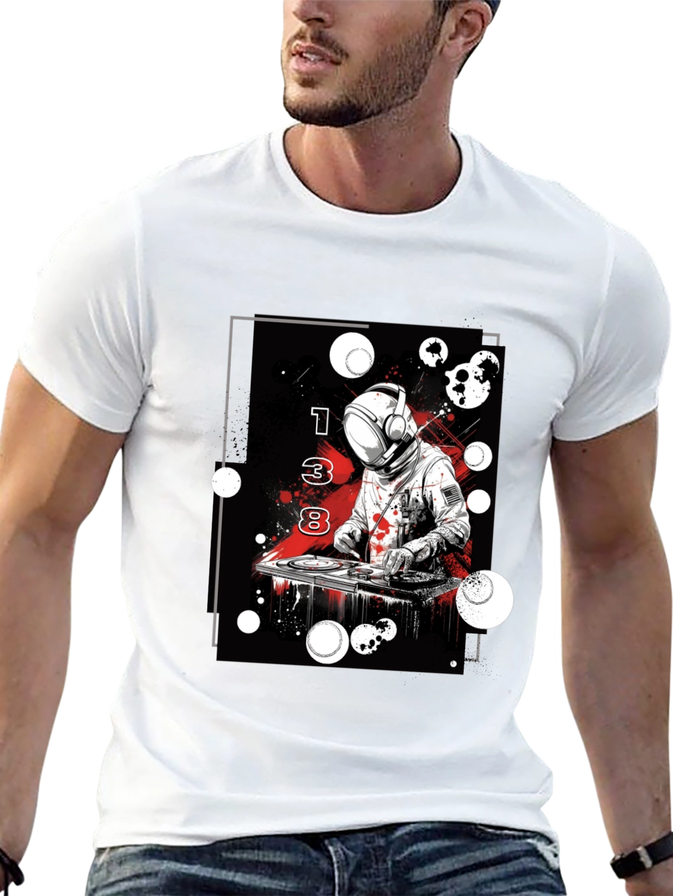 Astronaut DJ Graphic Tee - Black Cotton Blend