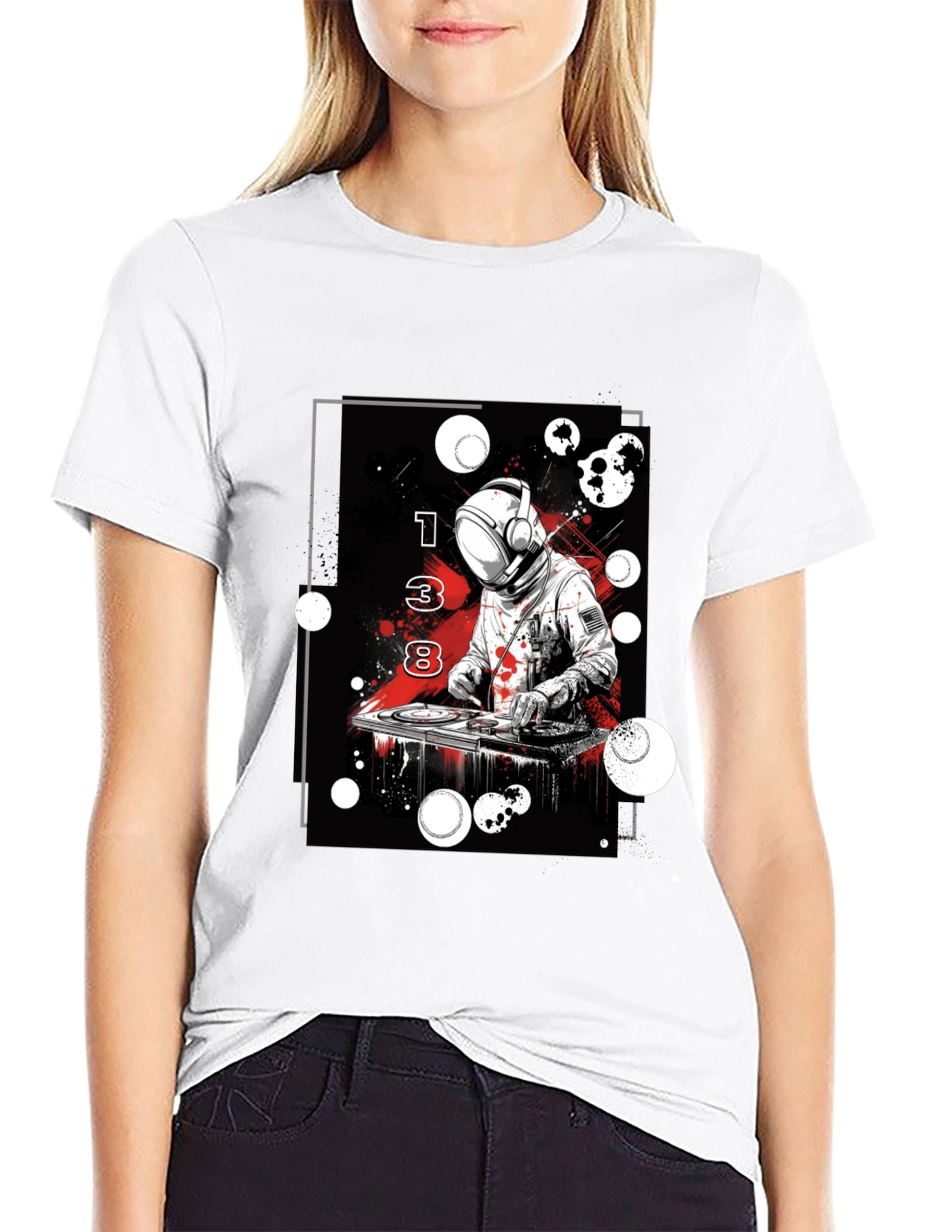Astronaut DJ Graphic Tee - Black Cotton Blend