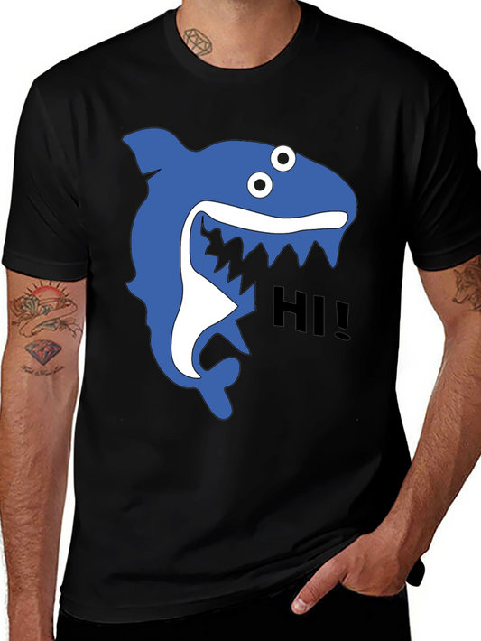 Shark Hi! Graphic Tee - Black Cotton T-Shirt