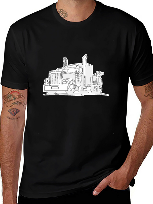 Truck Outline Graphic Tee - Black Cotton Comfort