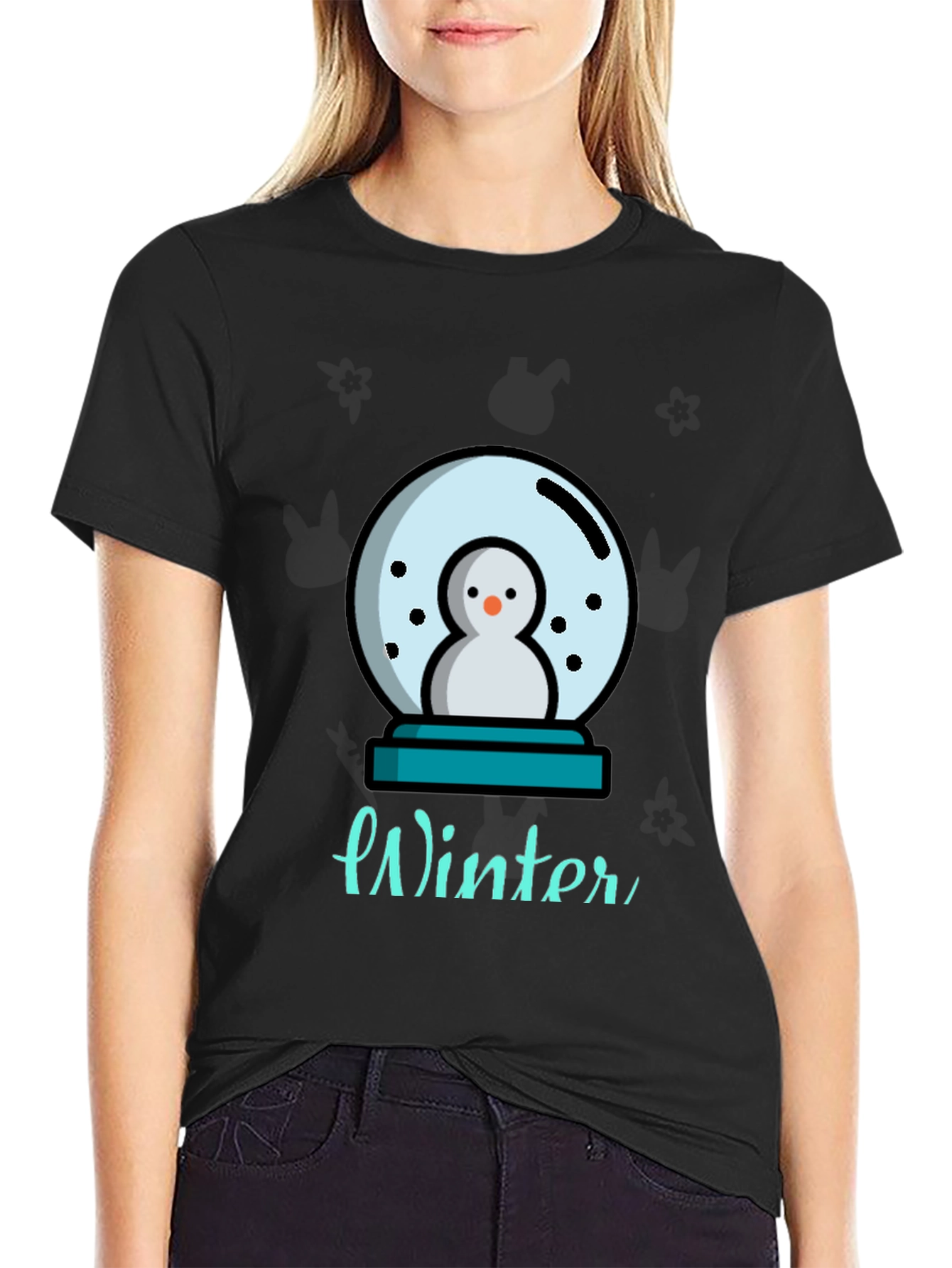 Winter Snow Globe Graphic Tee - Black