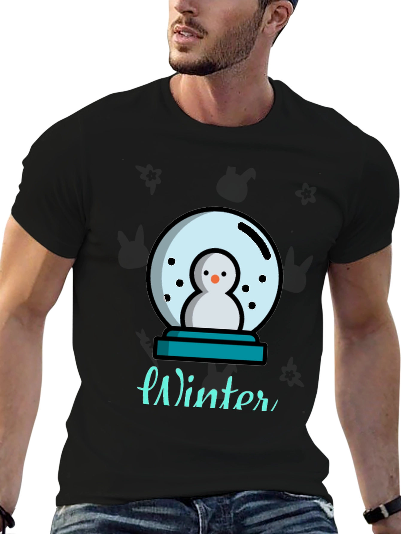 Winter Snow Globe Graphic Tee - Black