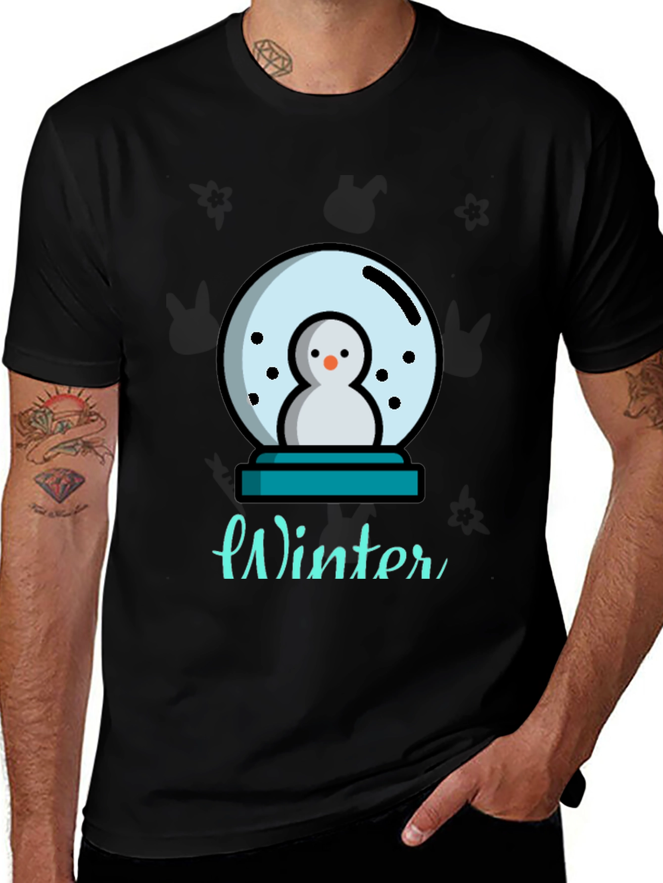 Winter Snow Globe Graphic Tee - Black