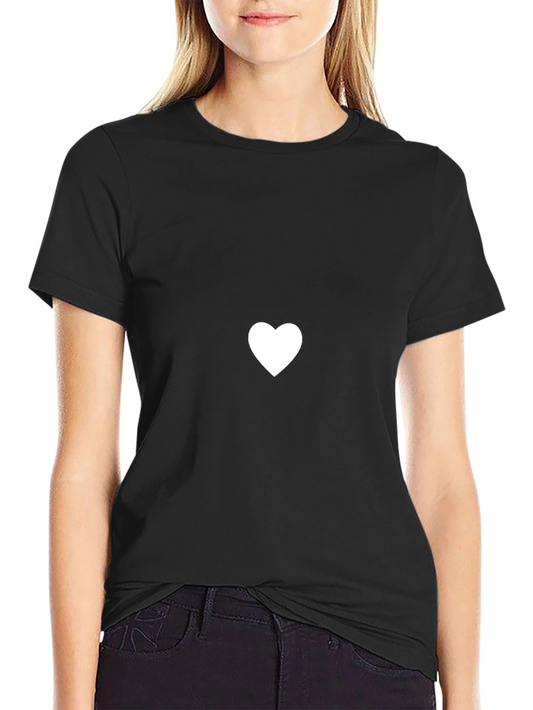 Minimalist Heart Tee - Stylish Basic Black T-Shirt