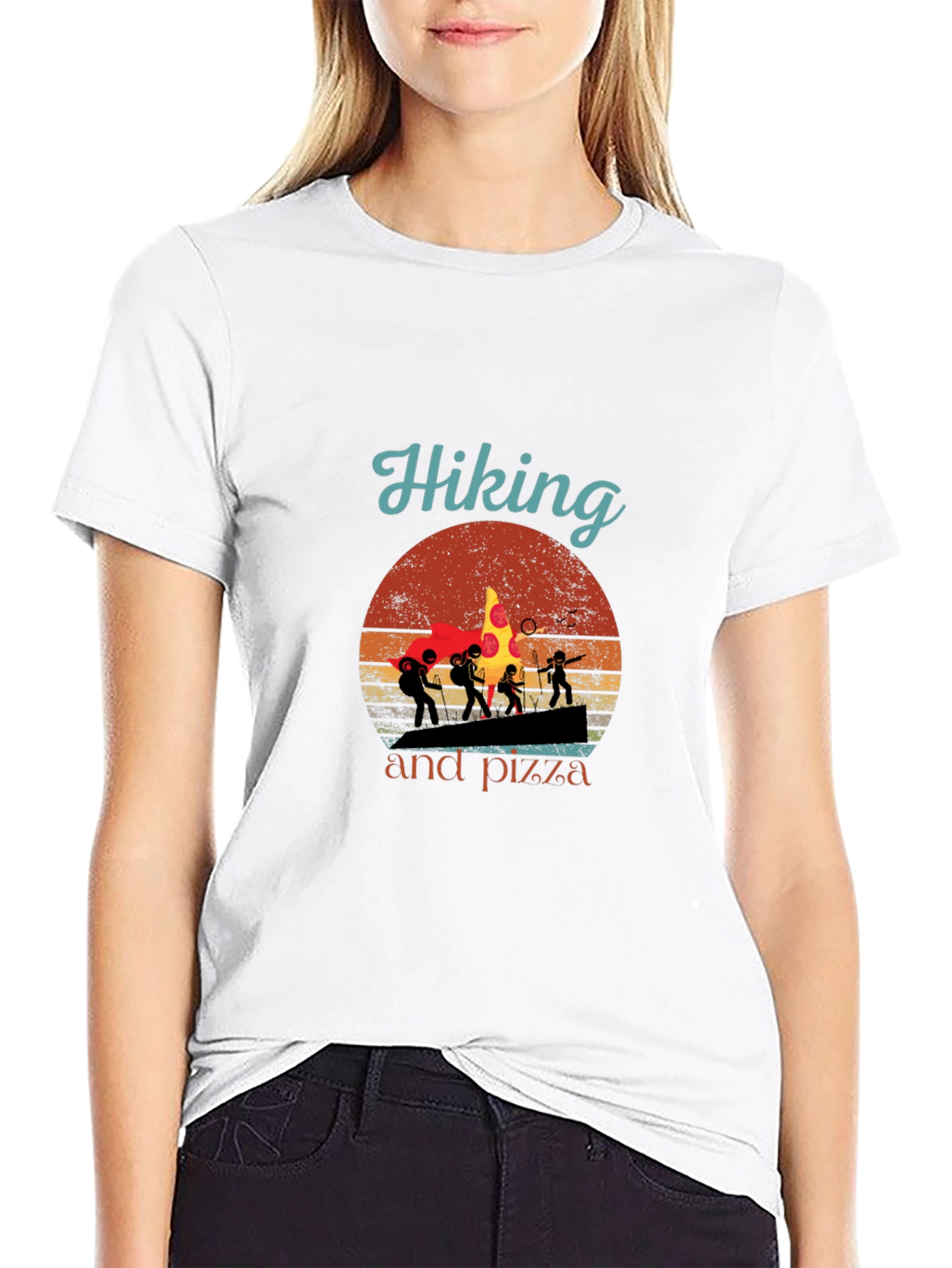 Hiking and Pizza Graphic T-Shirt