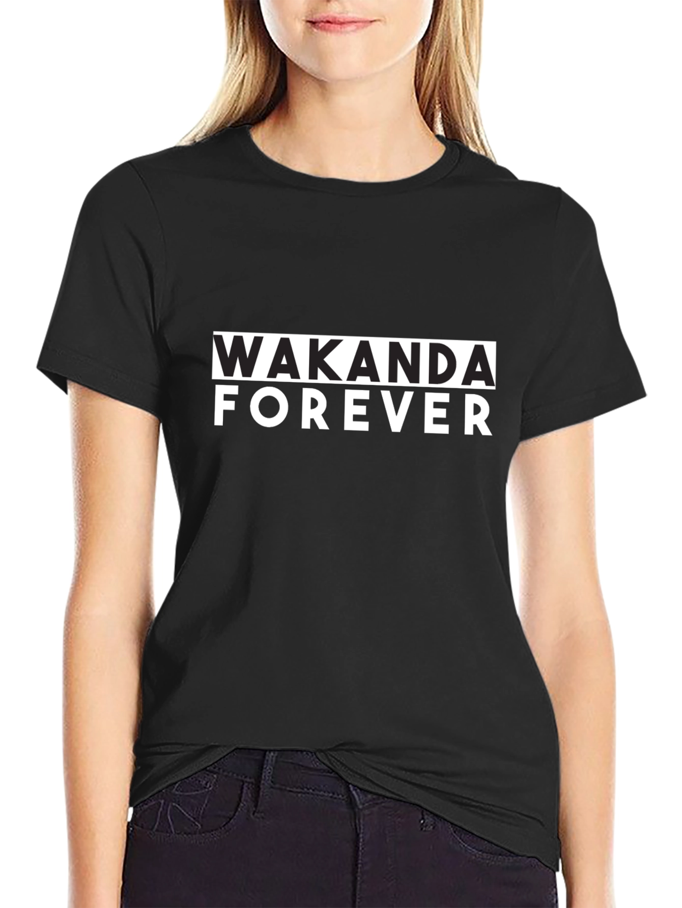 Wakanda Forever Graphic Black T-Shirt