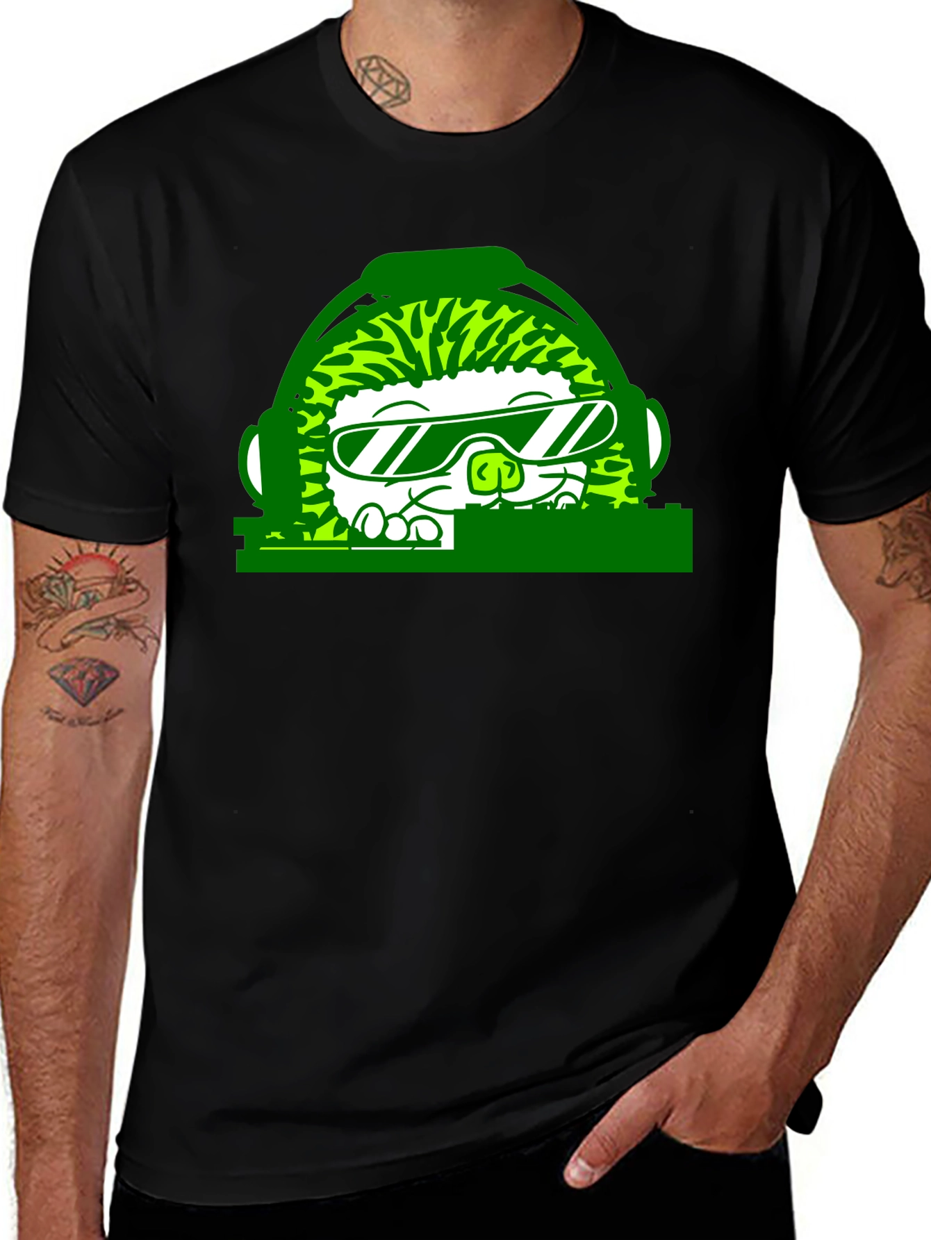 DJ Hedgehog Graphic Tee - Cool Novelty T-Shirt
