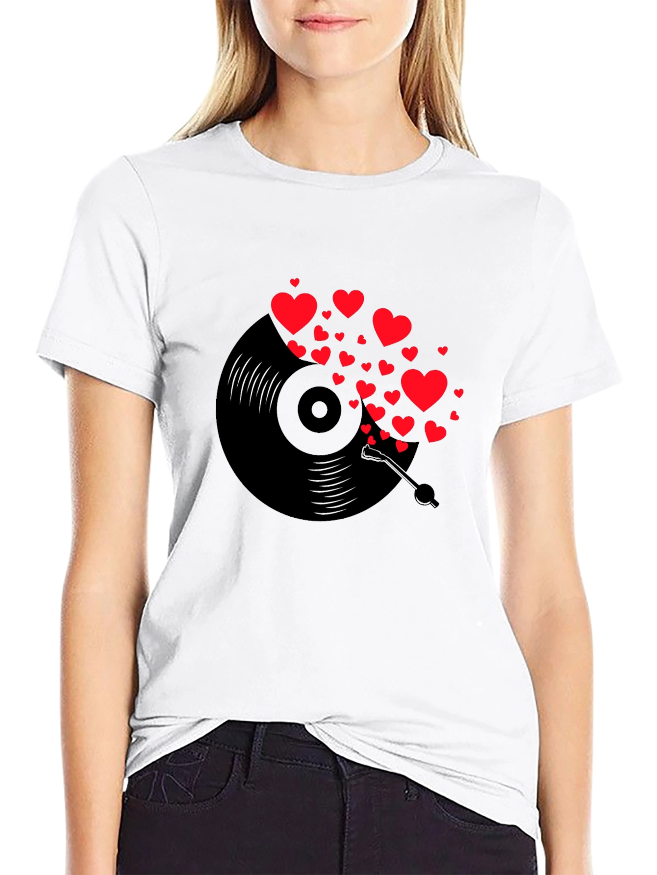 Heart Vinyl Record Graphic T-Shirt