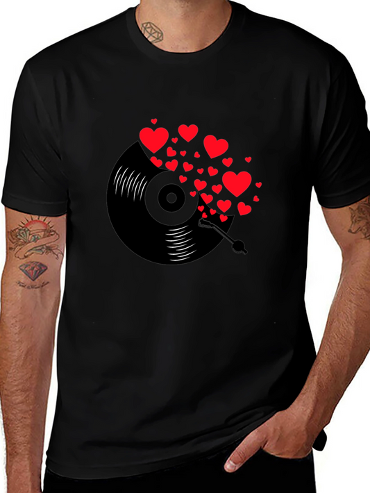 Heart Vinyl Record Graphic T-Shirt