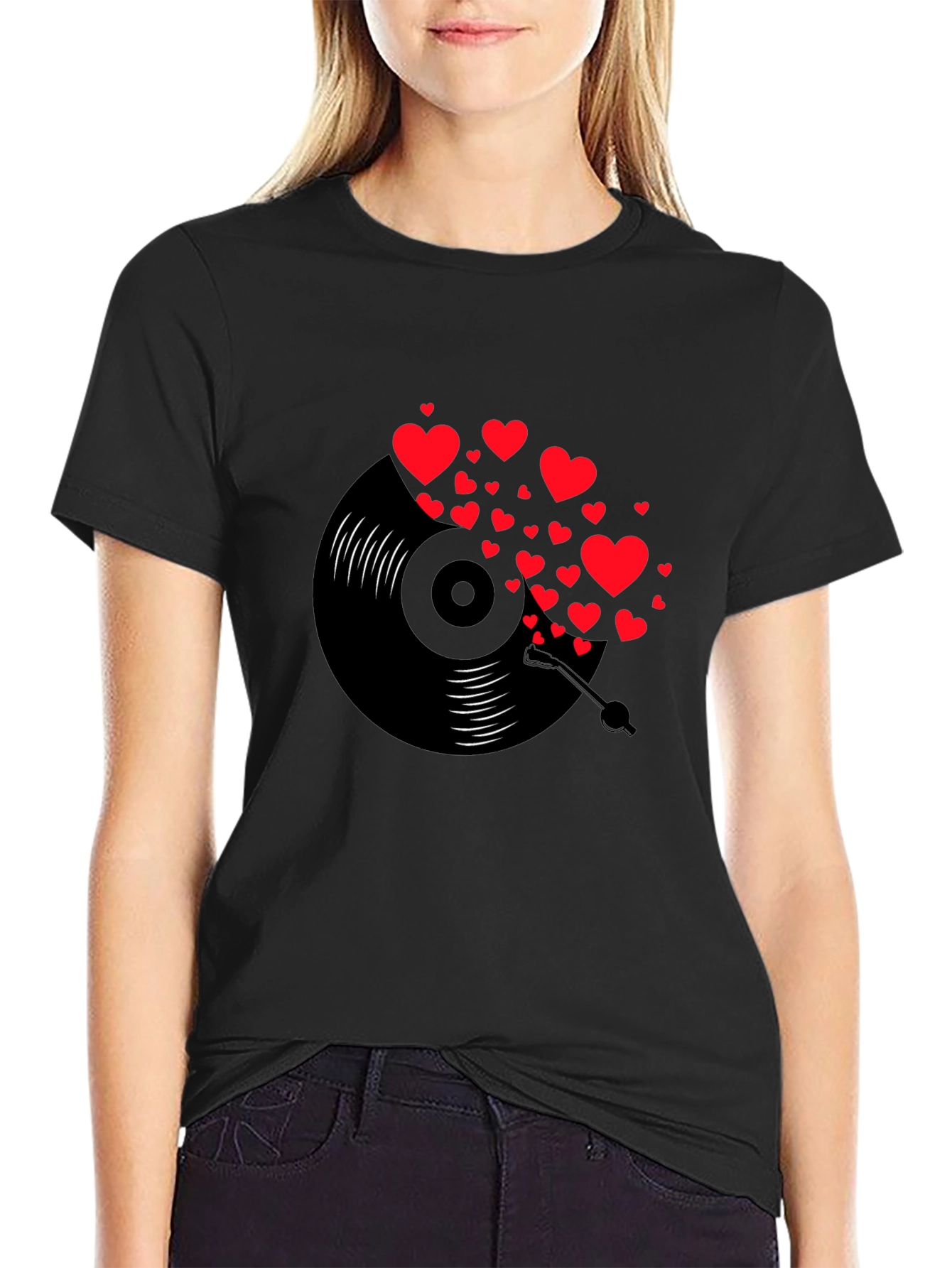 Heart Vinyl Record Graphic T-Shirt