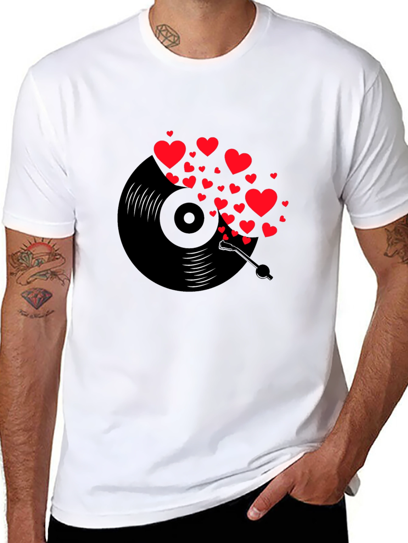 Heart Vinyl Record Graphic T-Shirt