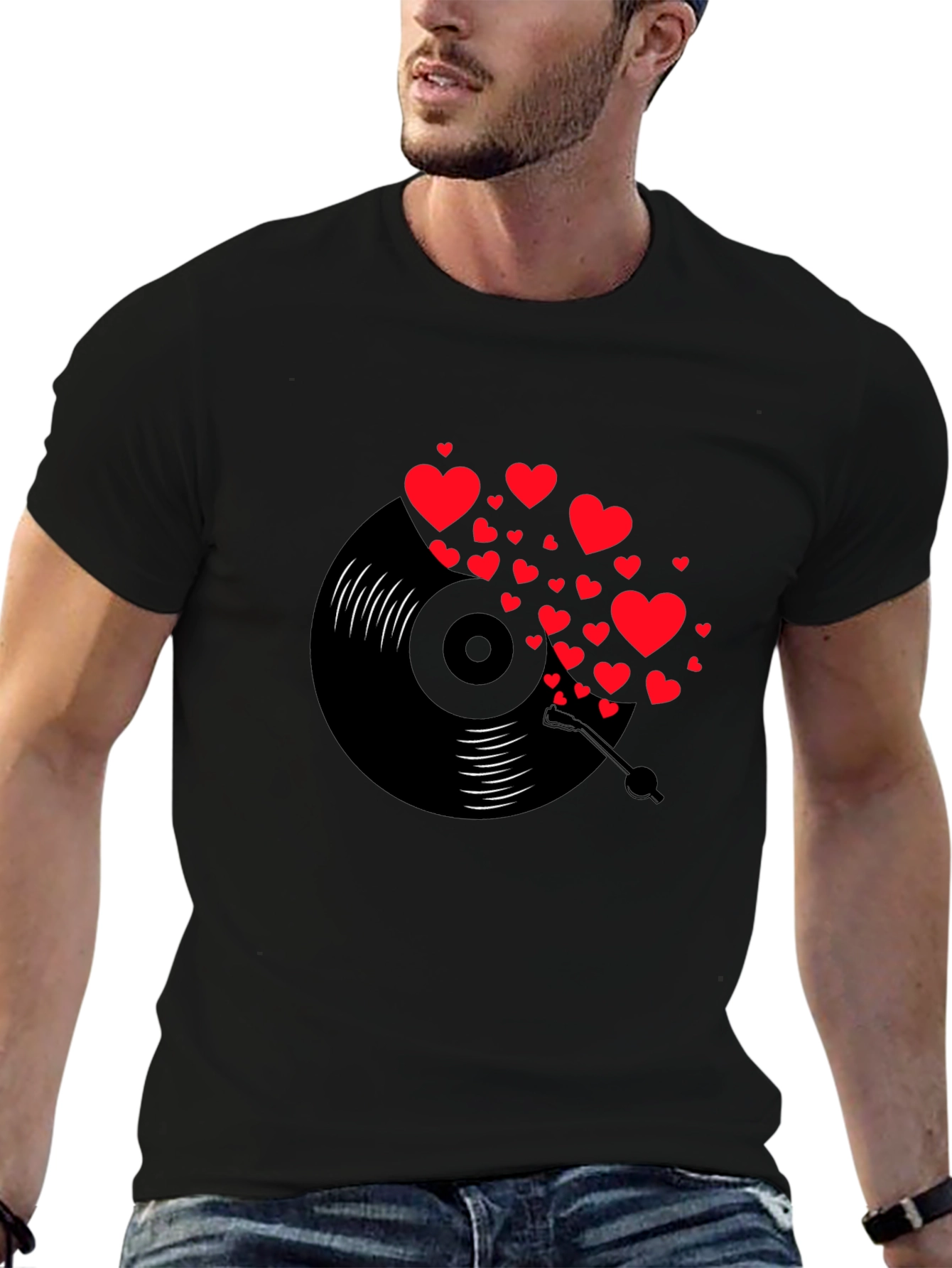 Heart Vinyl Record Graphic T-Shirt