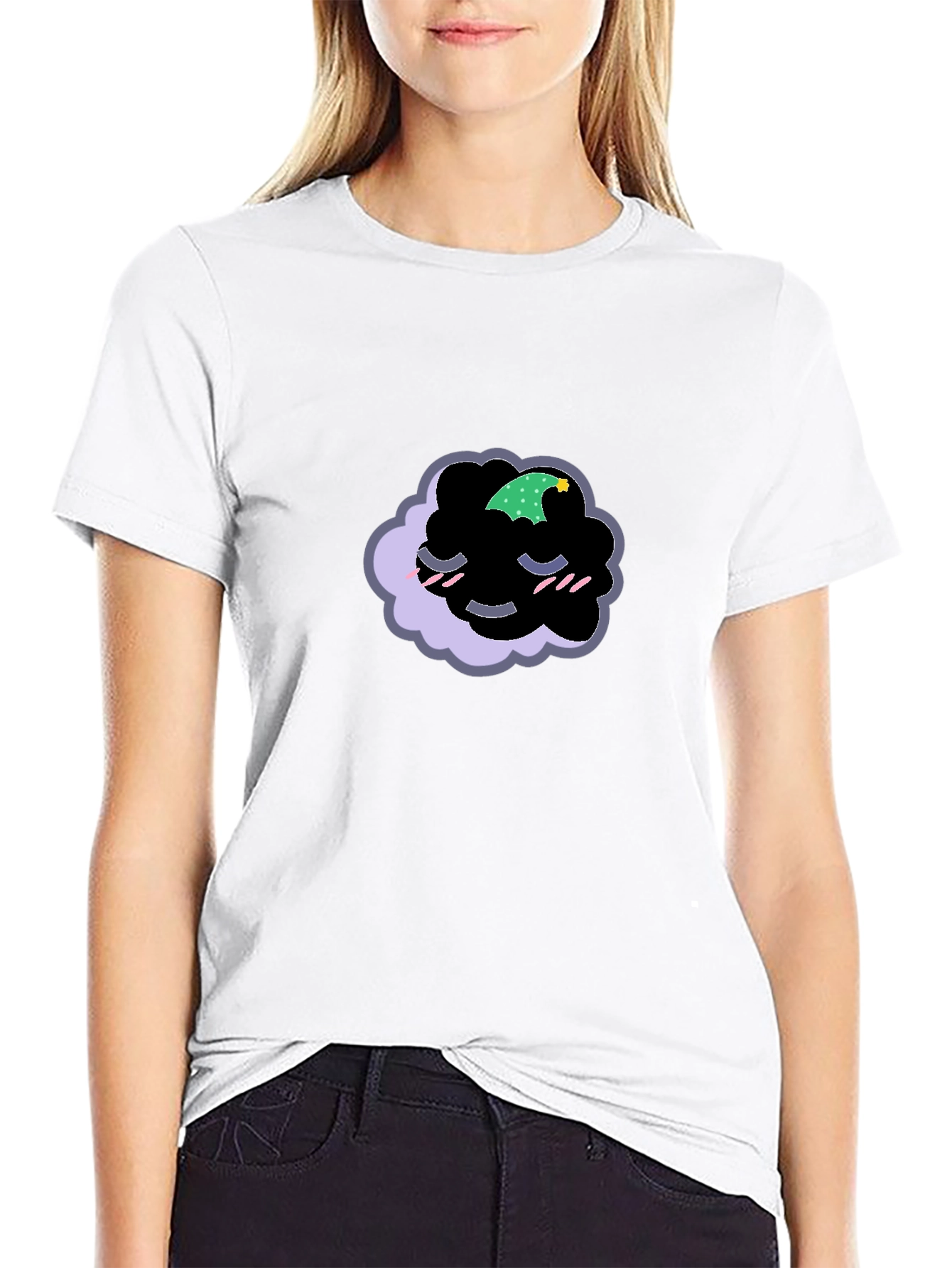 Dreamy Cloud Graphic Tee - Black Cotton Comfort