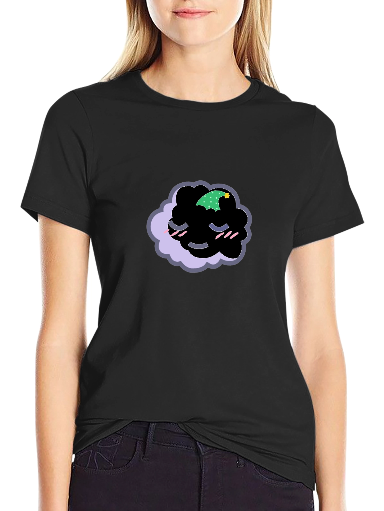 Dreamy Cloud Graphic Tee - Black Cotton Comfort