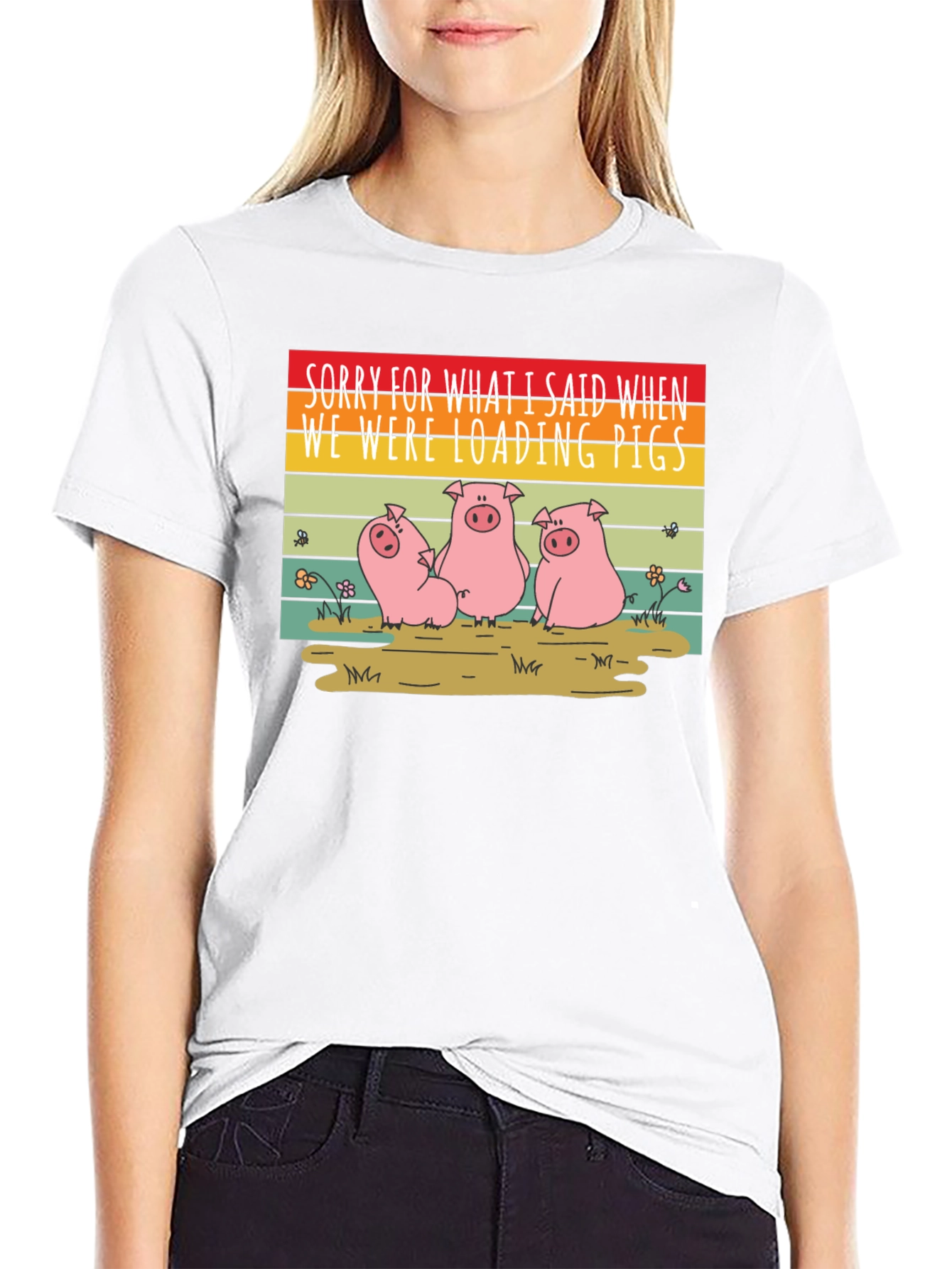 Funny Pig T-Shirt - Sorry Loading Pigs Quote
