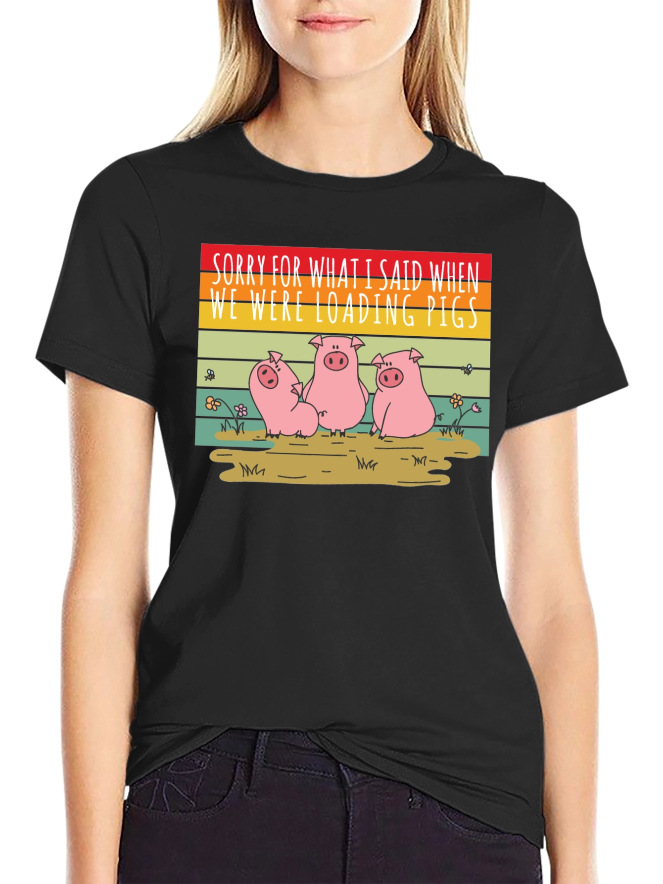 Funny Pig T-Shirt - Sorry Loading Pigs Quote