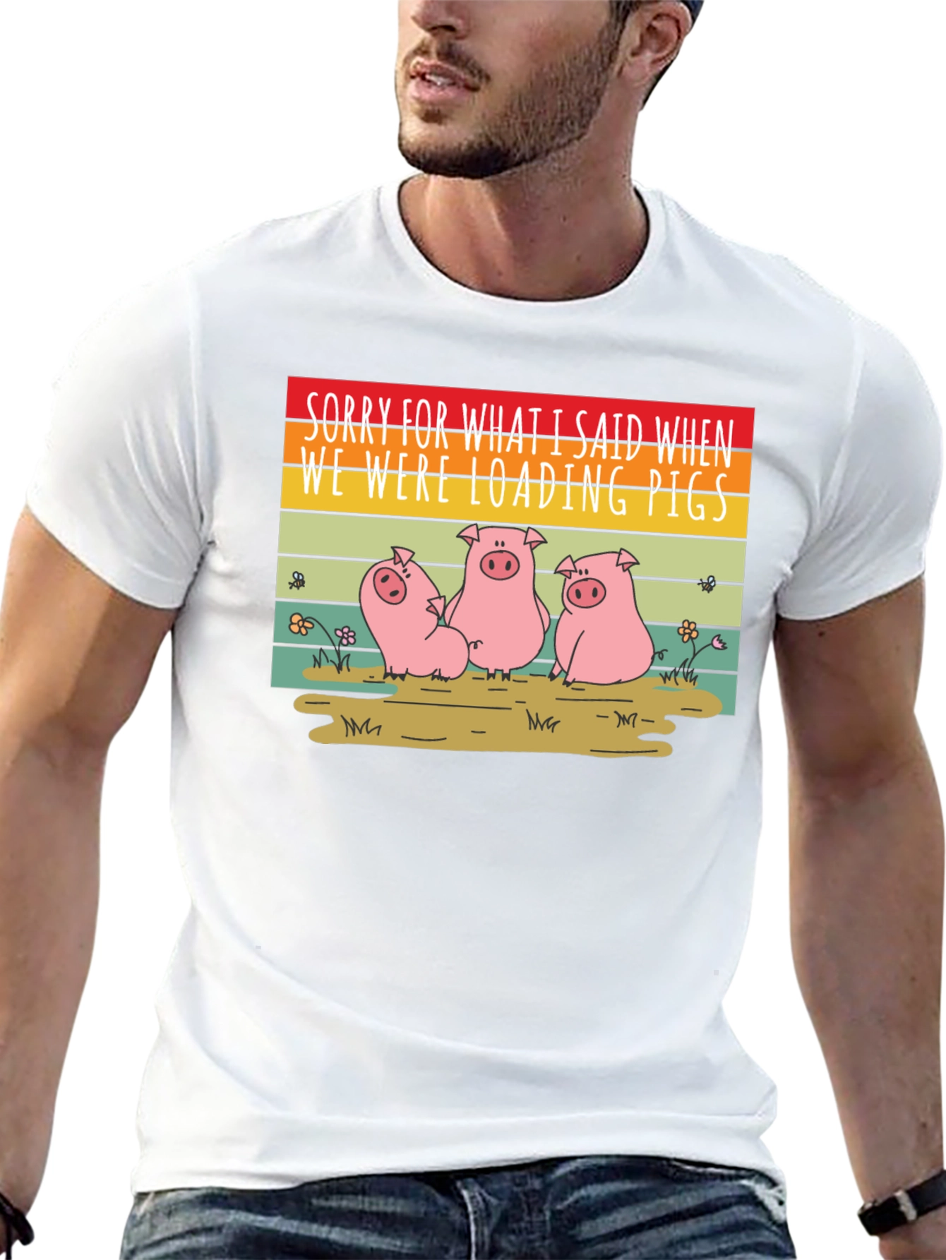 Funny Pig T-Shirt - Sorry Loading Pigs Quote