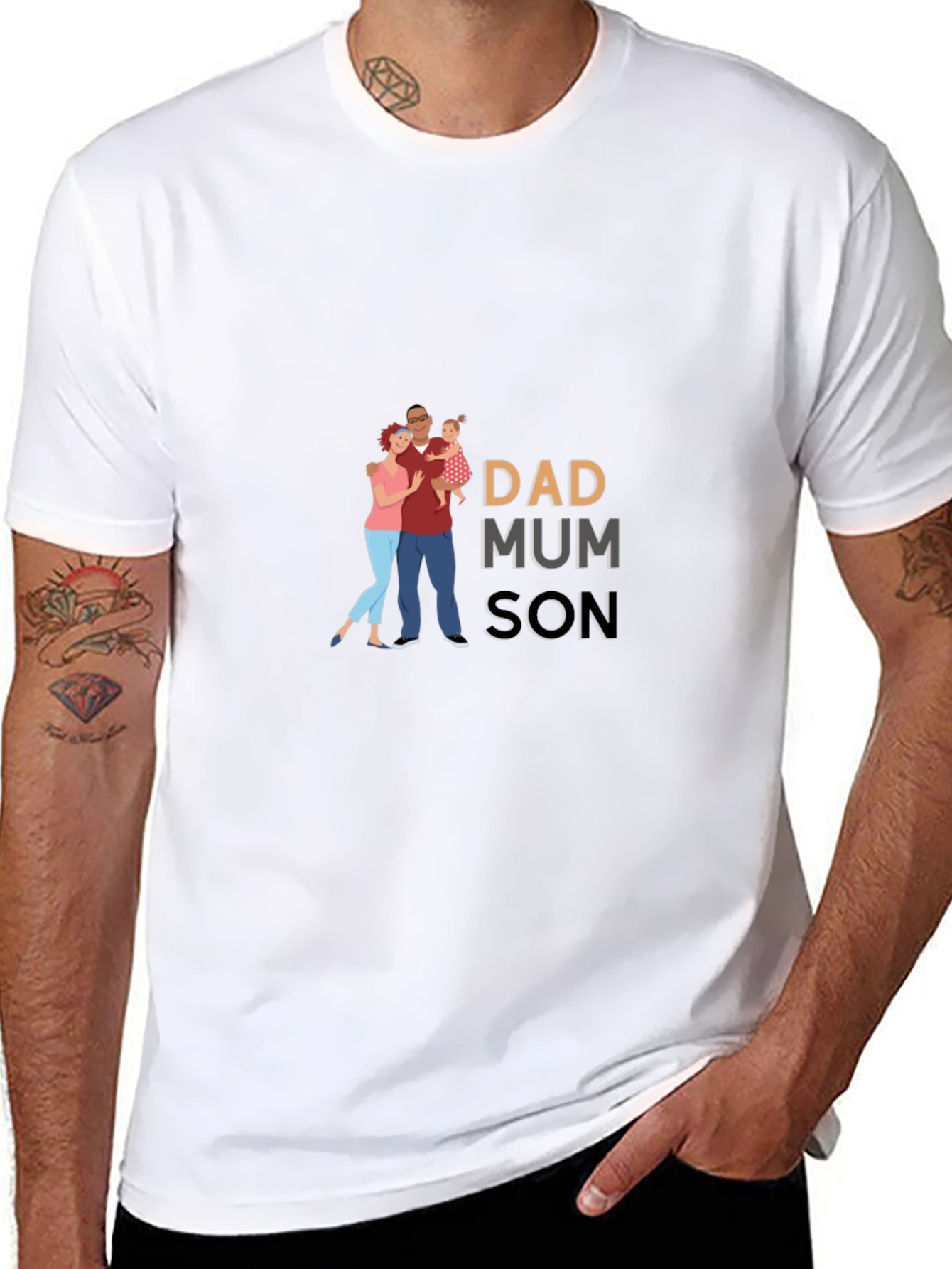 Dad Mum Son Family Graphic T-Shirt