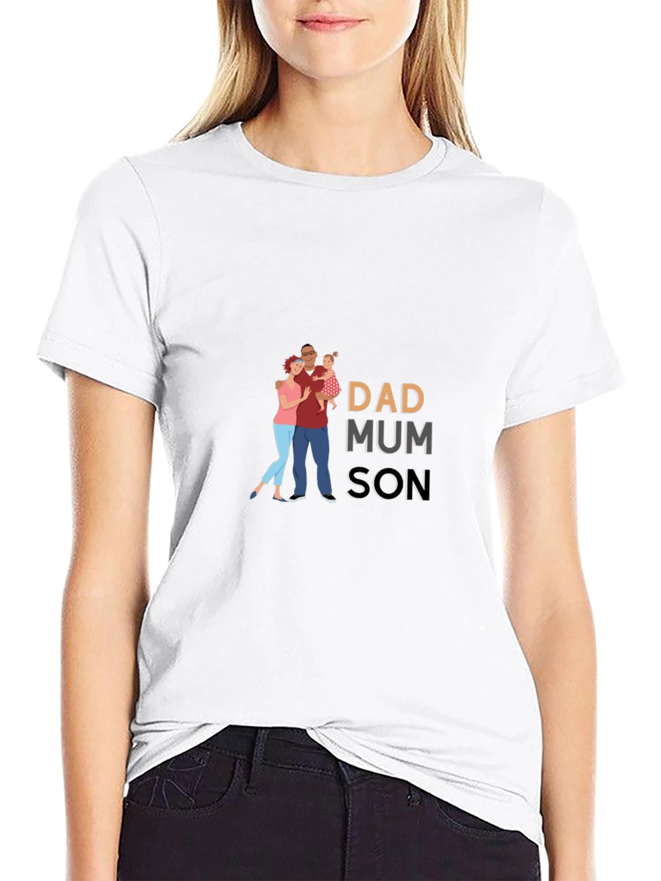 Dad Mum Son Family Graphic T-Shirt