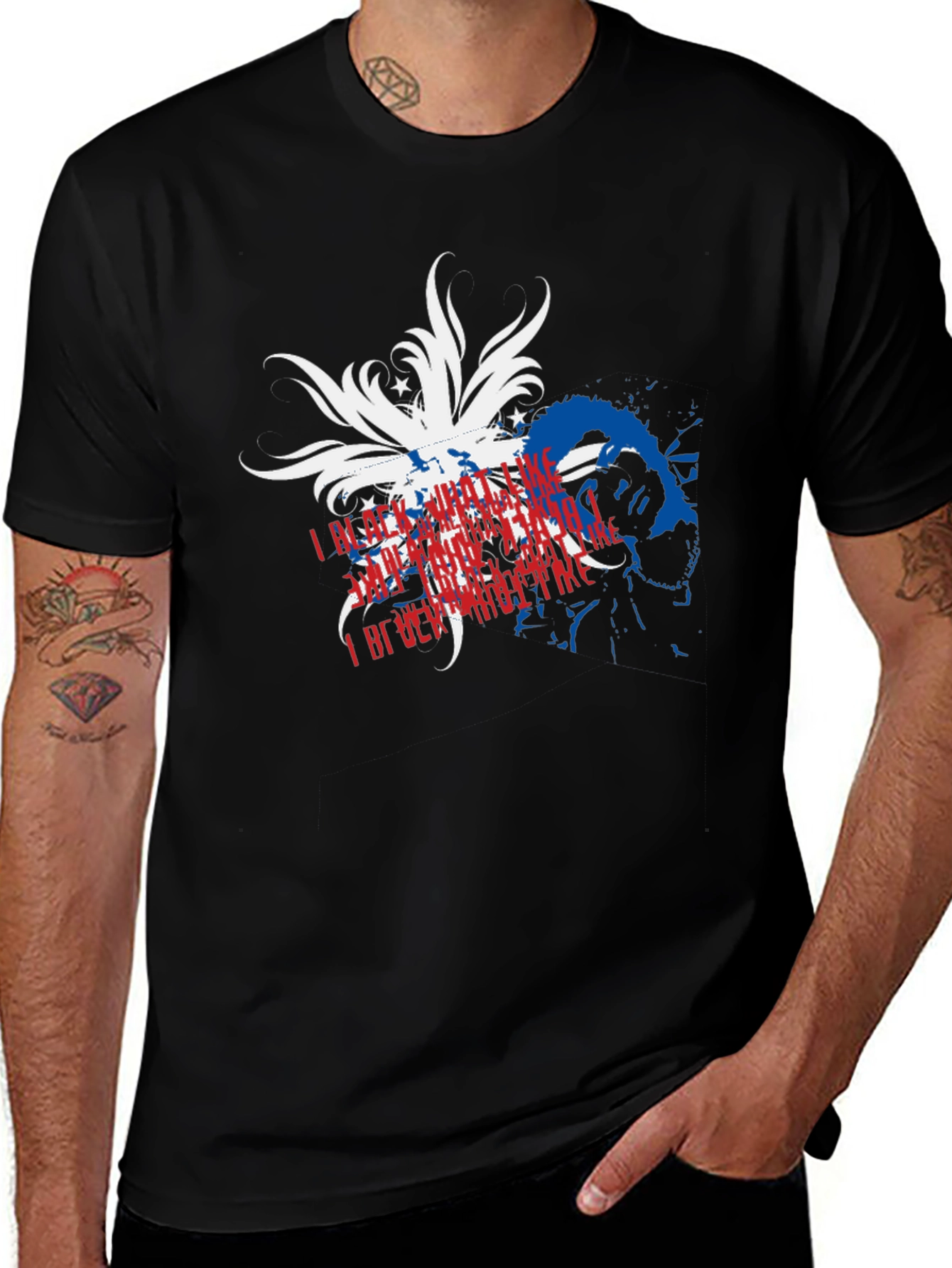 Patriotic Graphic Print Black T-Shirt