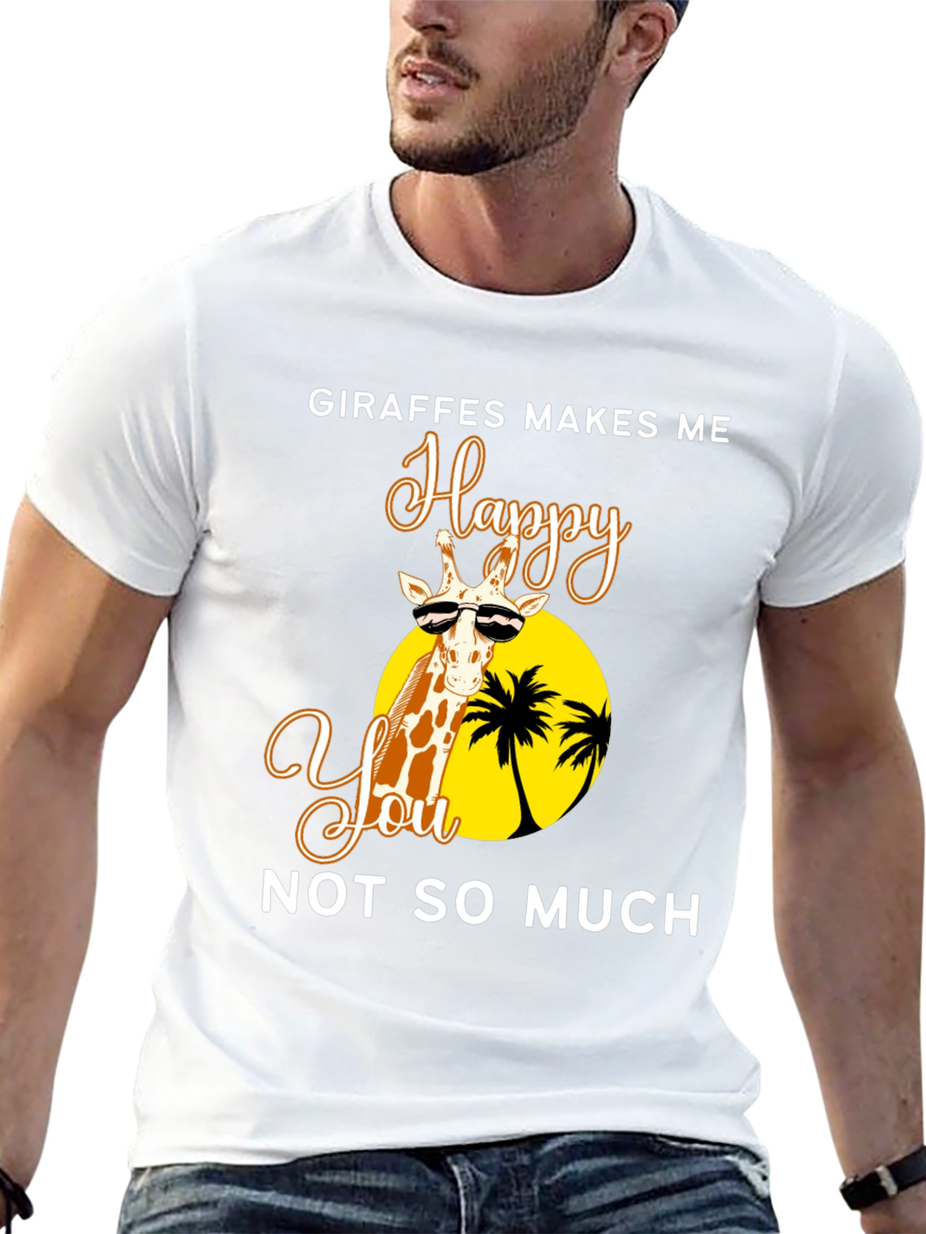 Giraffe Happy Tee - Unisex Novelty Graphic T-Shirt