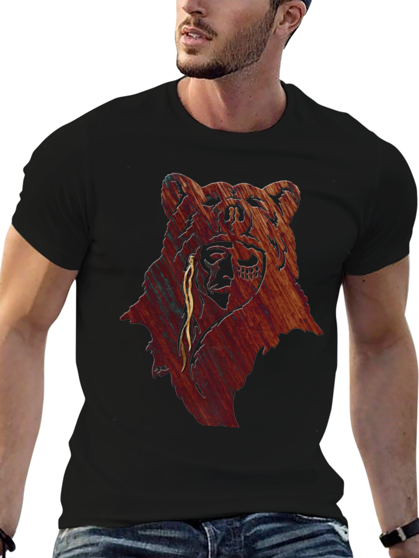 Bear & Native American Headdress Graphic Tee