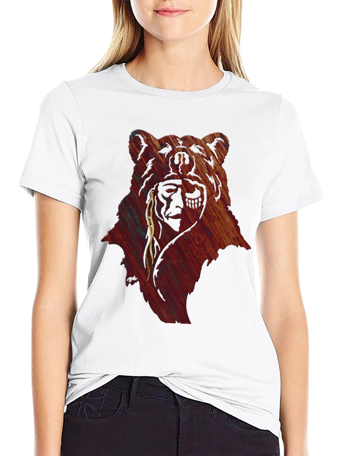 Bear & Native American Headdress Graphic Tee