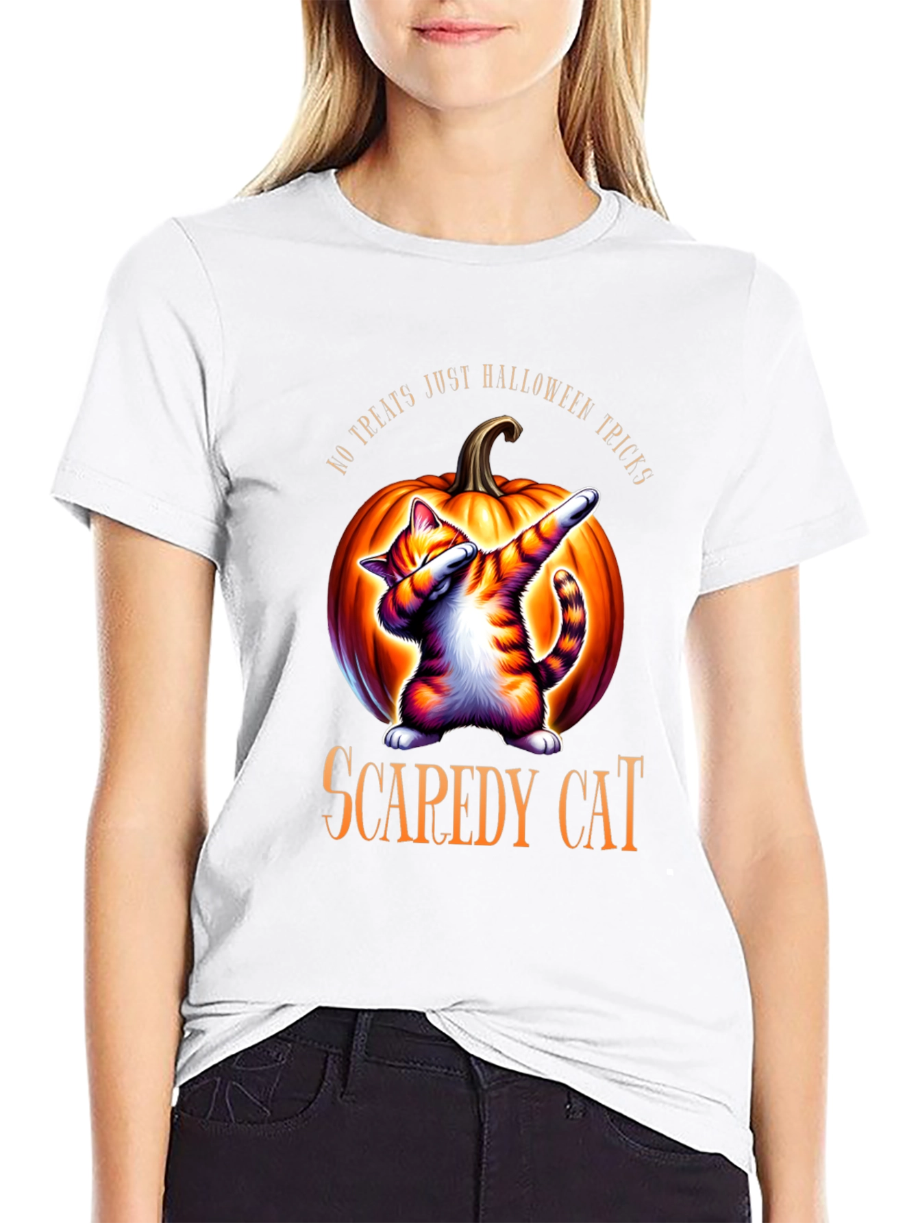 Halloween Scaredy Cat Dabbing T-Shirt