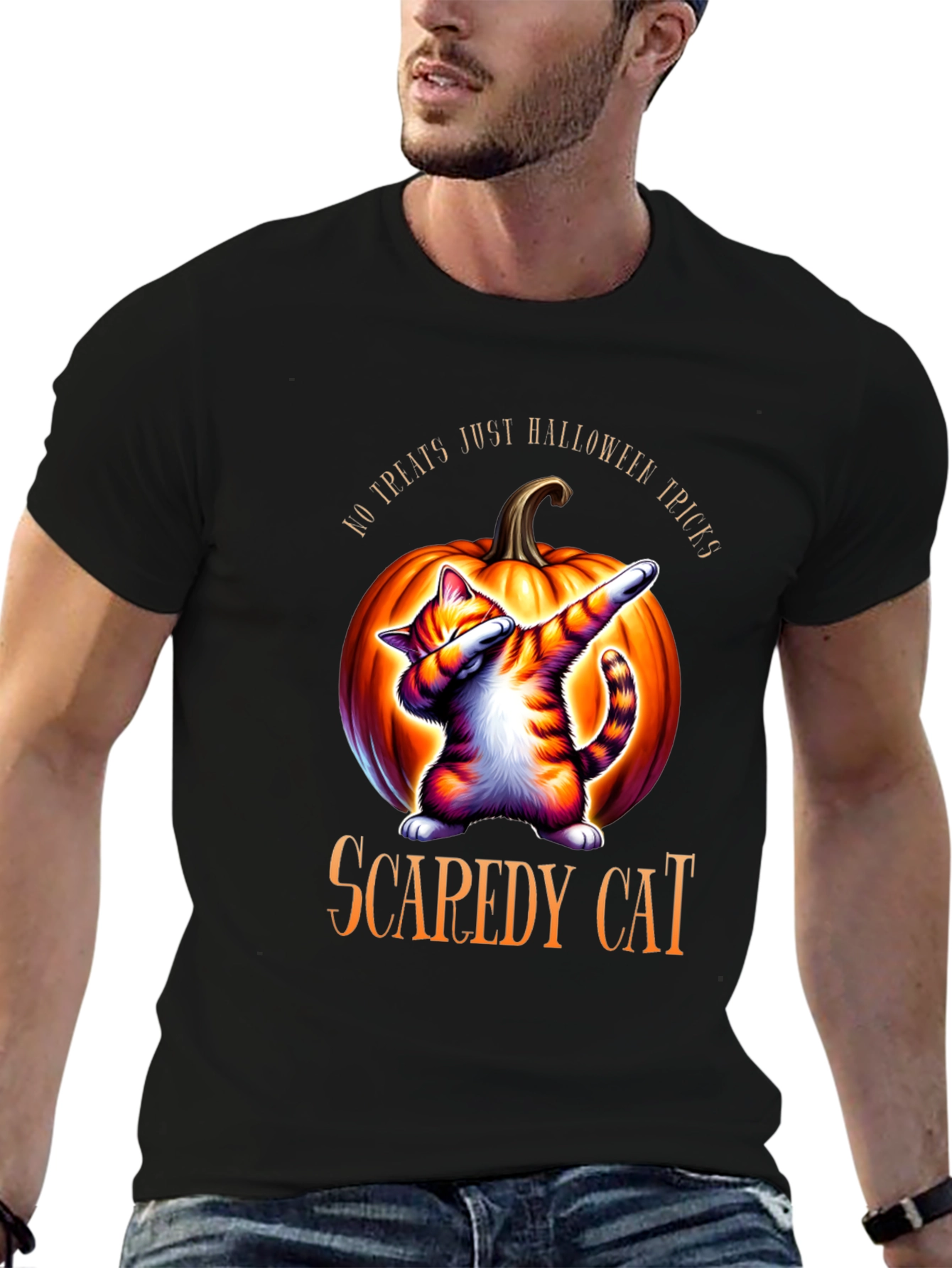 Halloween Scaredy Cat Dabbing T-Shirt
