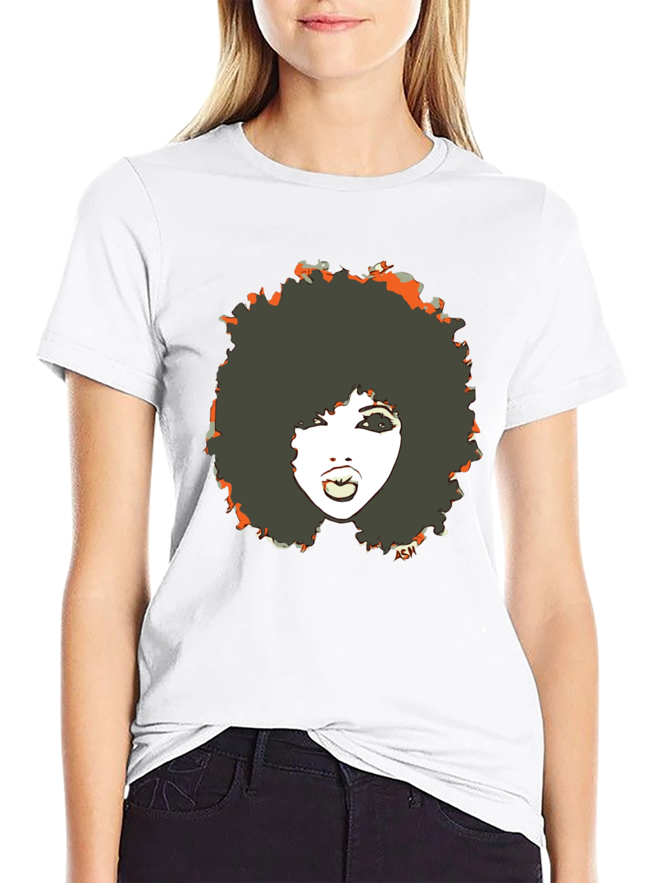 Retro Afro Woman Graphic Tee - Cool Black T-Shirt