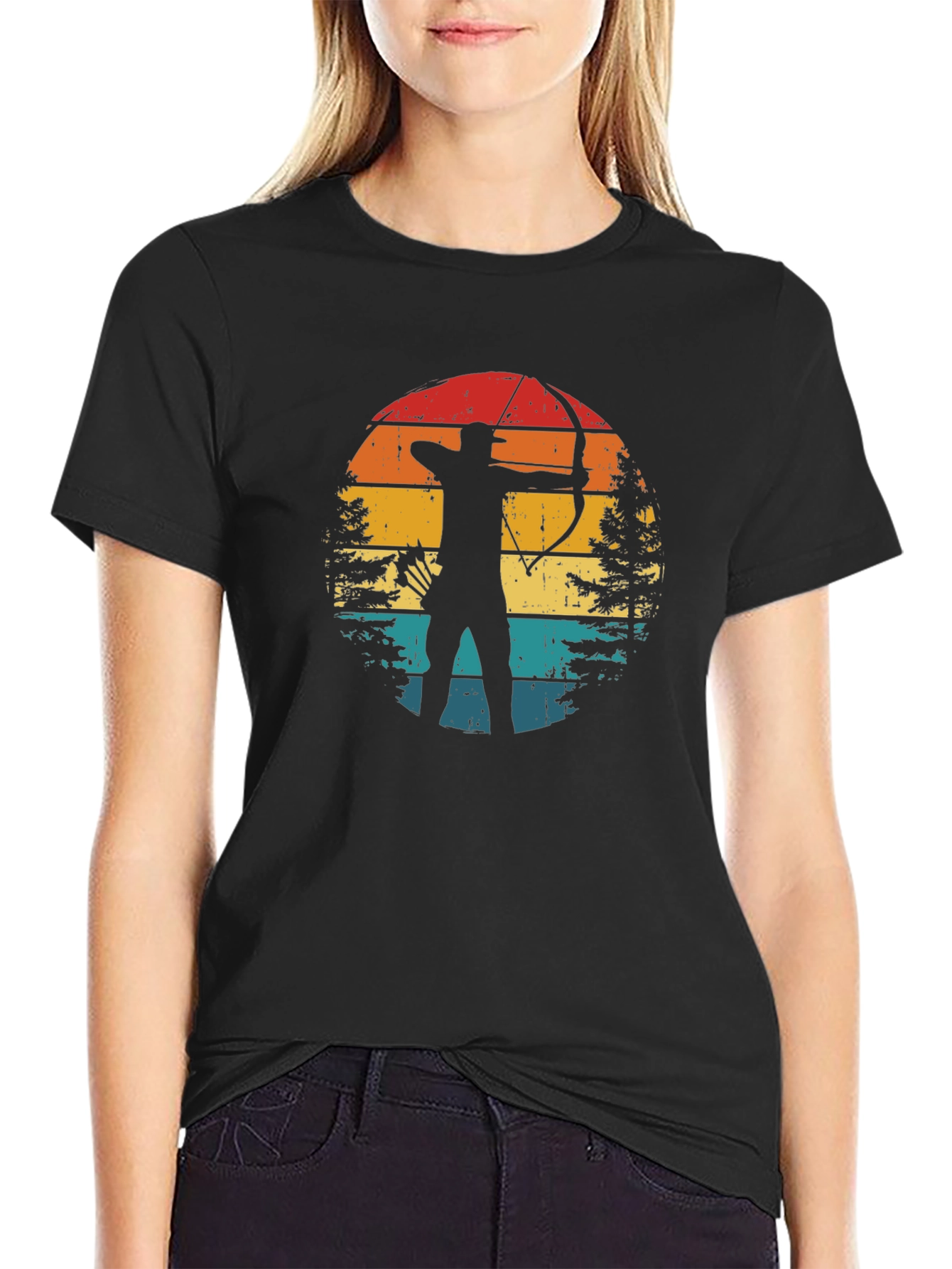 Archery Sunset Graphic Tee - Retro Style